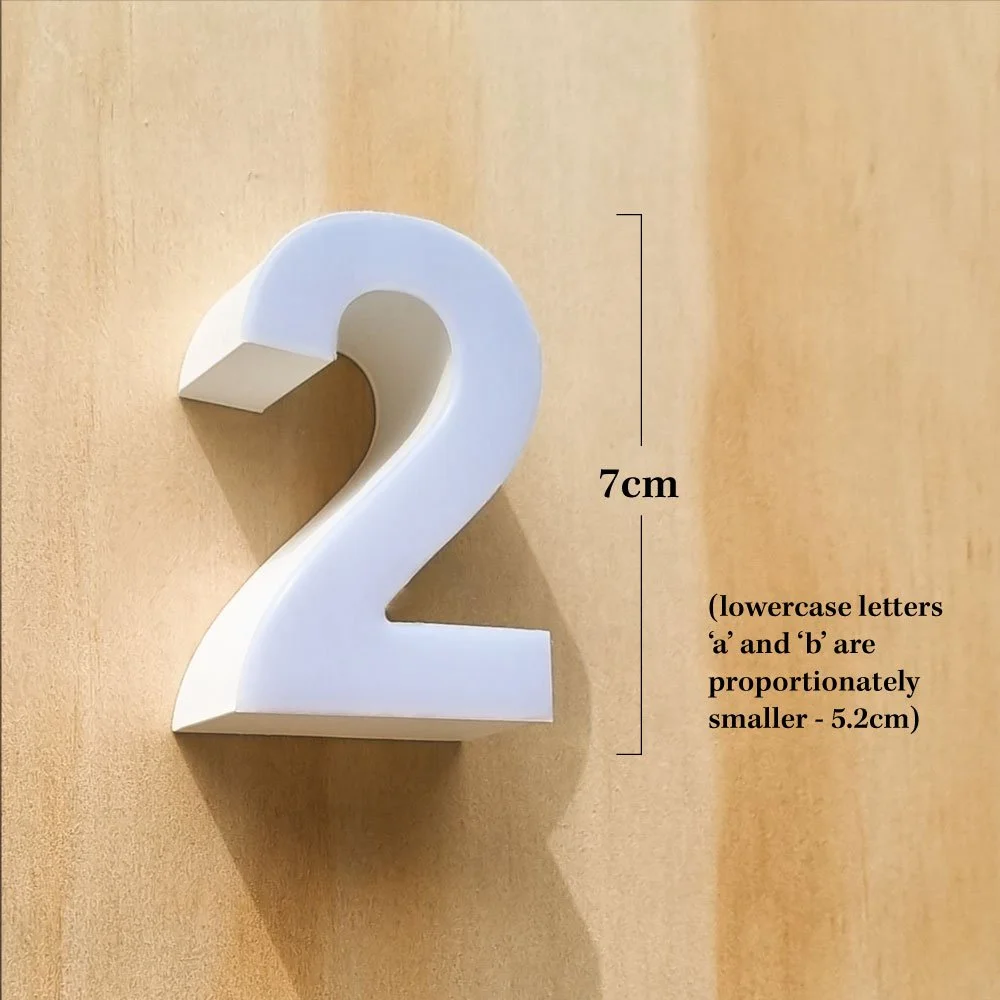 7cm tall front-lit face-lit LED house Number white