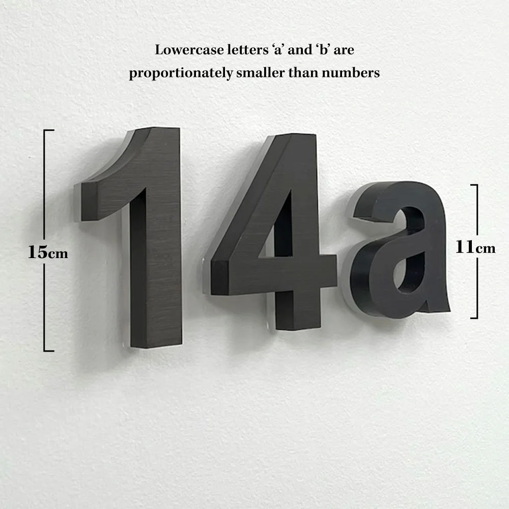 Backlit Black Brushed metal LED House Numbers 15cm