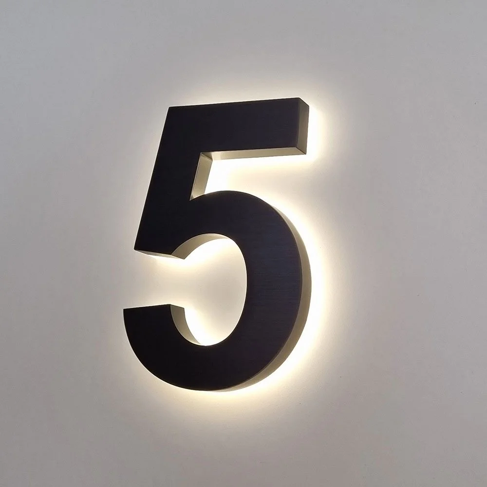 halo-lit backlit led house number light