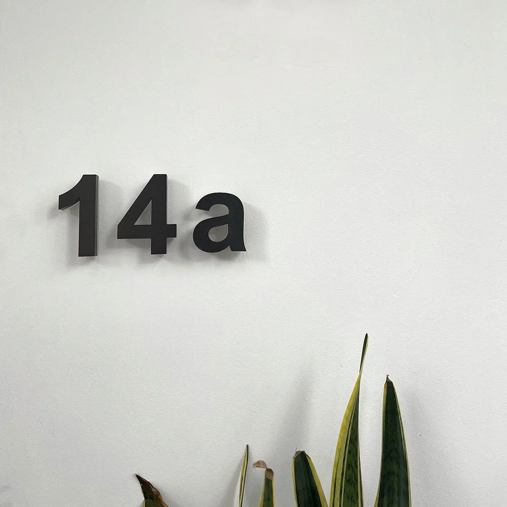 large number and smaller lowercase letter backlit led house/street numbers