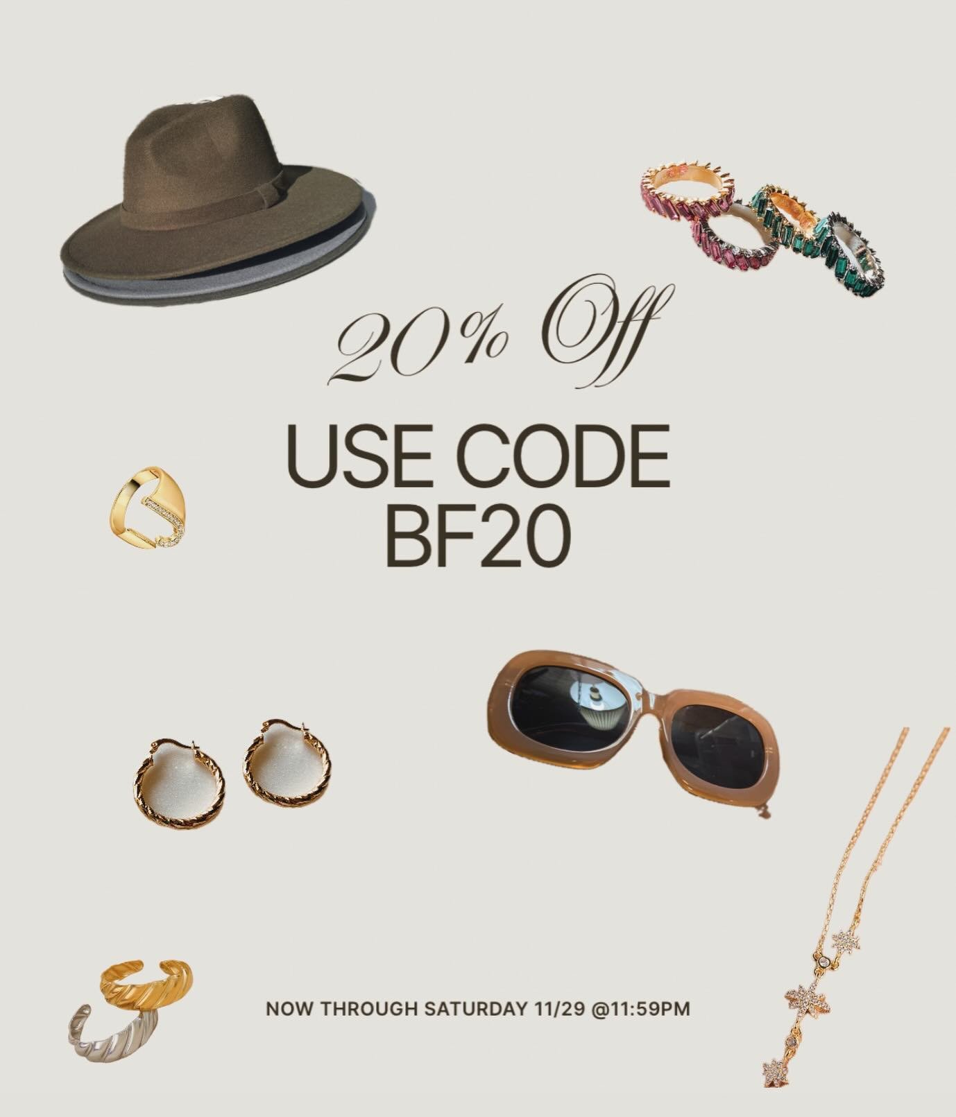 Treat yourself Babes ✨ 
20% off your order now through Saturday!
Just throw it in the bagggg 🛍️