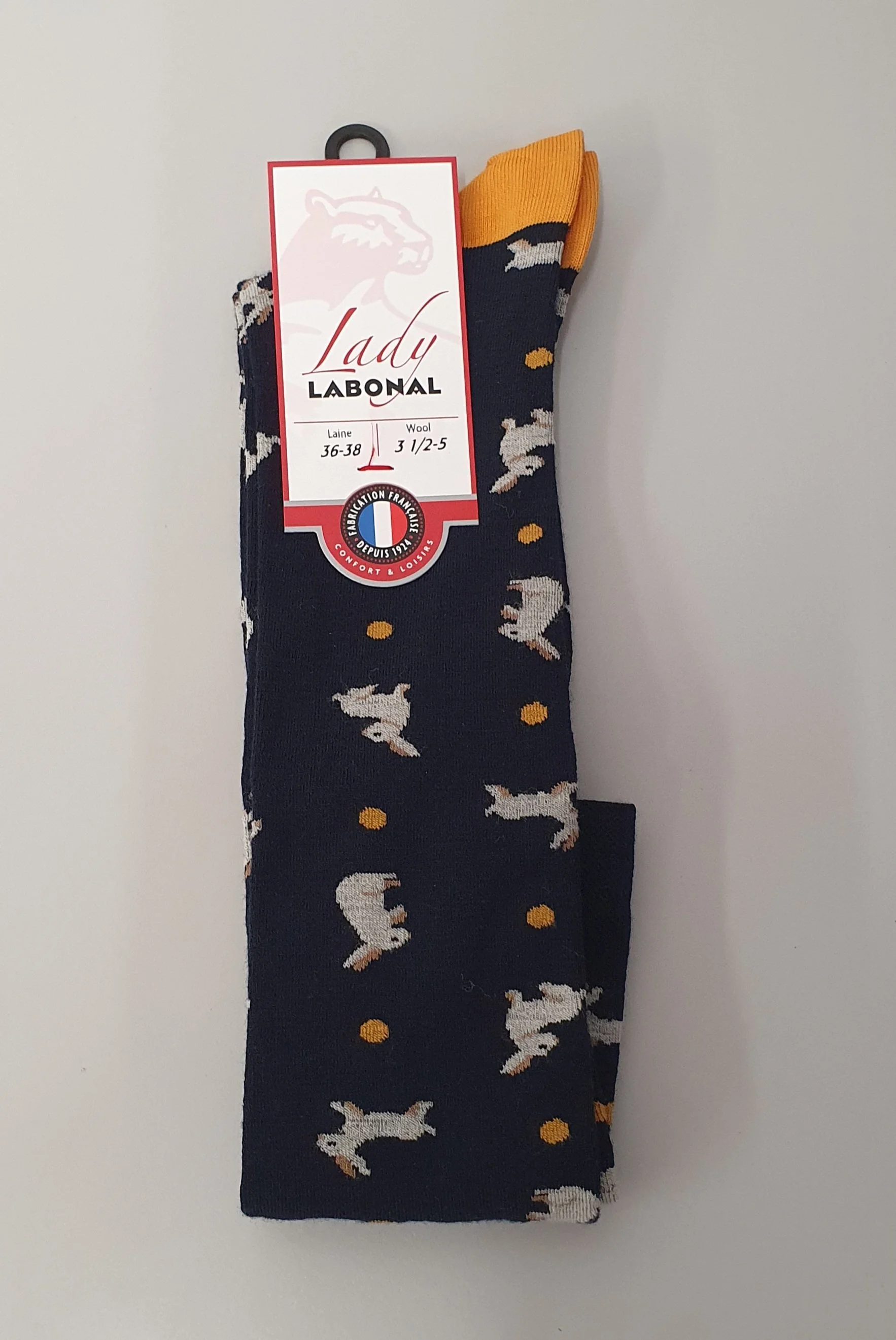 Labonal chaussettes haute 58325/1000 laine semis lapin marine