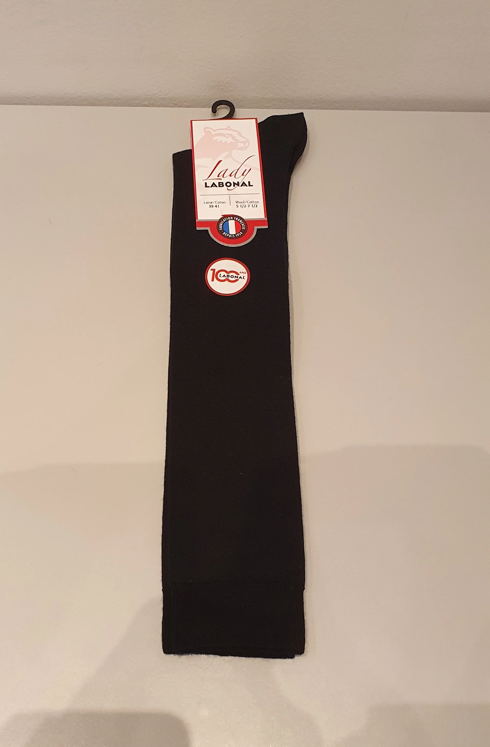 Labonal chaussettes jersey laine 58079-8001 noir haute