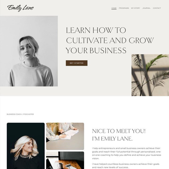 The Emily Lane website is ready! This sleek and minimal website is designed for a life/financial coach from Sweden. 

I love creating clean and functional designs that elevate my clients brand message and offerings. 

DM me to take your website to th