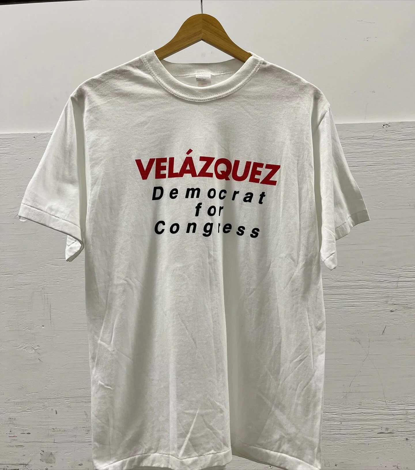 💚 Vintage Vel&aacute;zquez for Congress tee 
.
From the 1992 campaign, when she won, Nydia Vel&aacute;zquez became the first Puerto Rican woman to serve in the US Congress. 
.
$25 + ship
DM to purchase
All proceeds go to @dcabortionfund. 
They help 