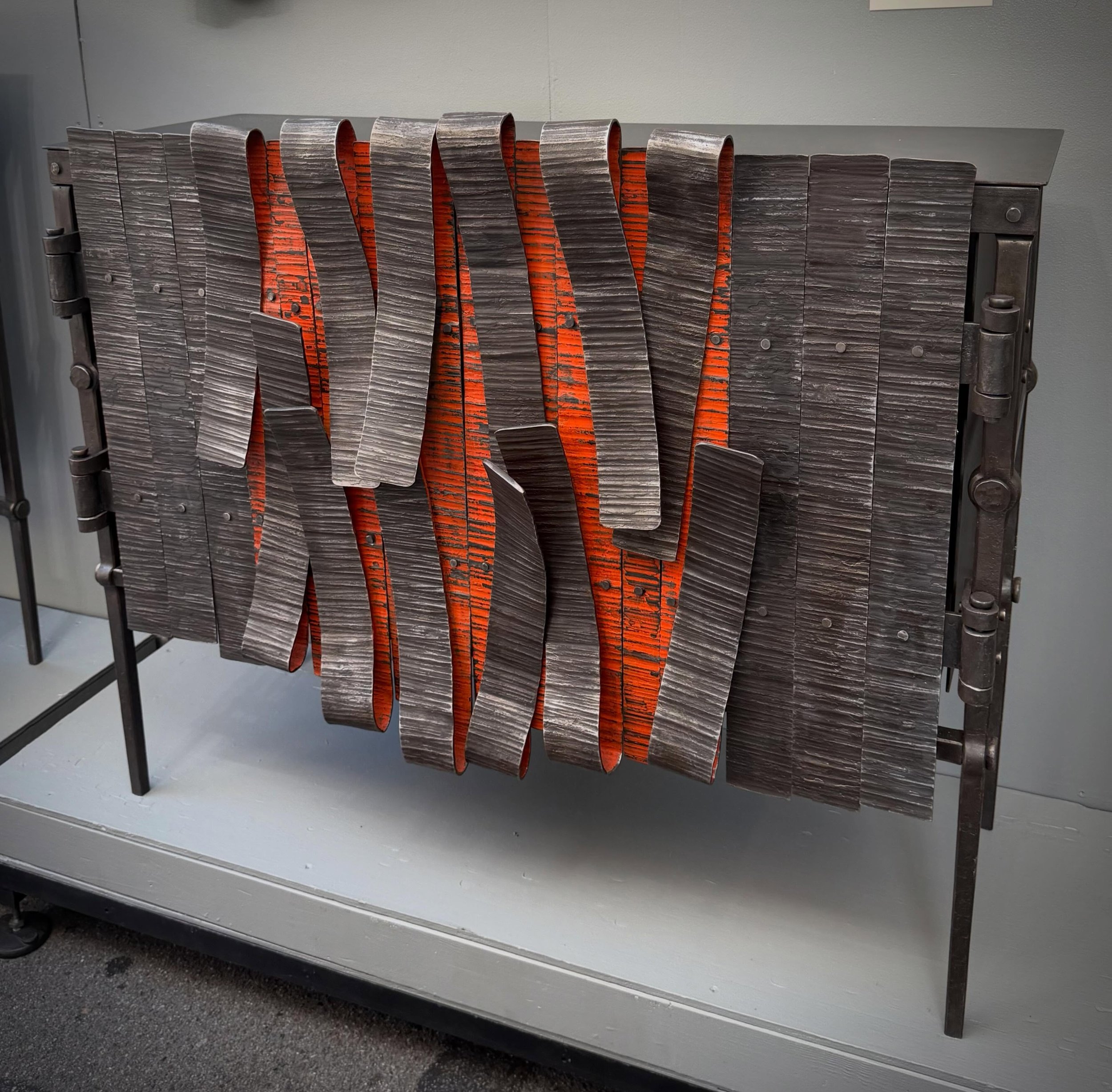 Bringing the heat in the Lou, I am in St Louis this weekend for the @culturalfest  St. Louis Art Fair. I am in booth 401. It may be hot but soon it will be cold and that sucks. This piece has Allis Chalmers orange and is all hand forged. 
#blacksmith