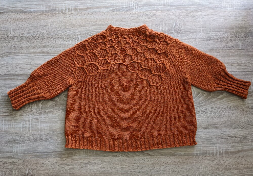 Wool &amp; Honey sweater before blocking