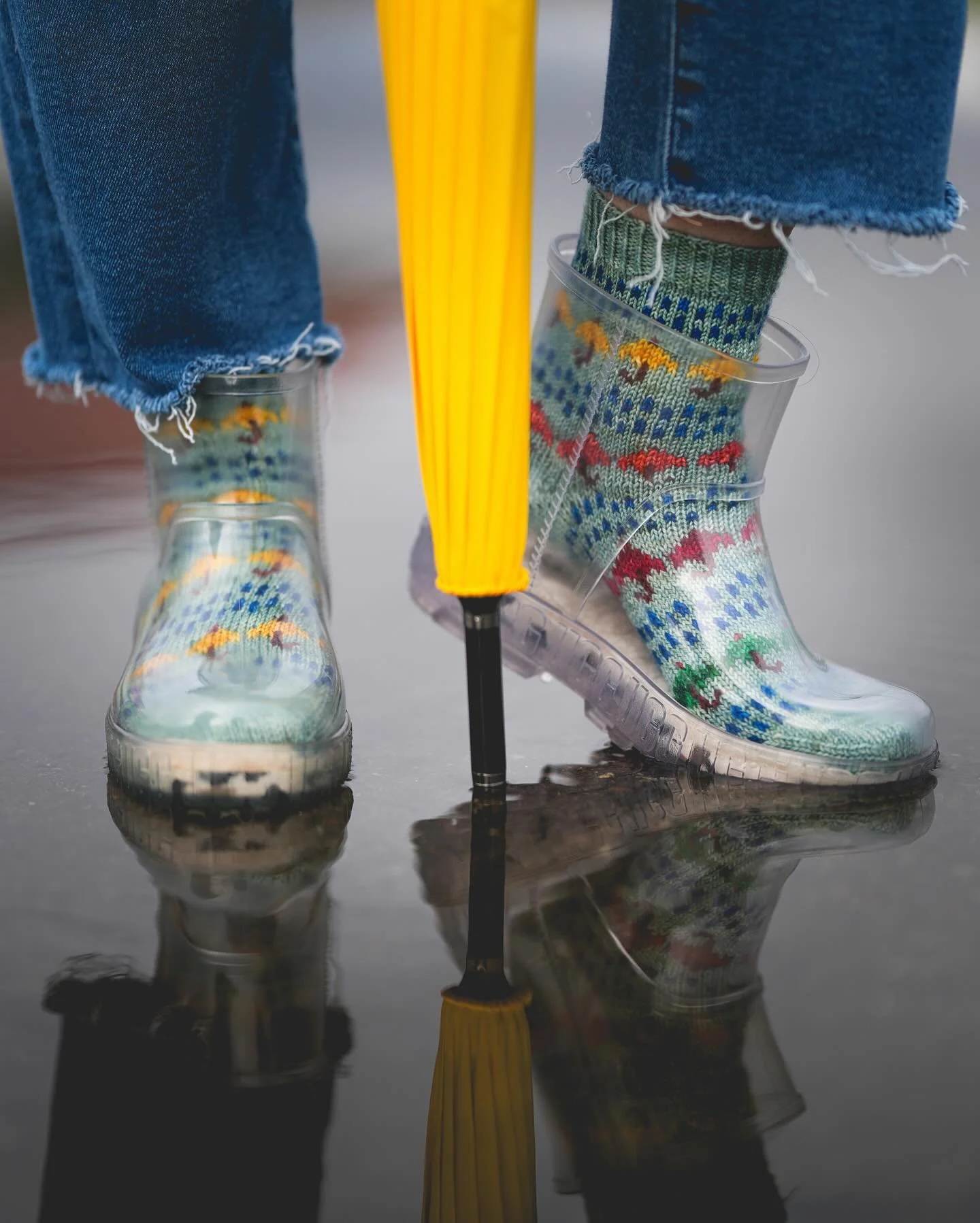 Here in the PNW we get a lot of misty, rainy days. There&rsquo;s nothing more fun than sporting your brightest rain gear to offset to weather, so why not add some rainy day socks to the mix? These socks are designed to use as many (or as few) colors 