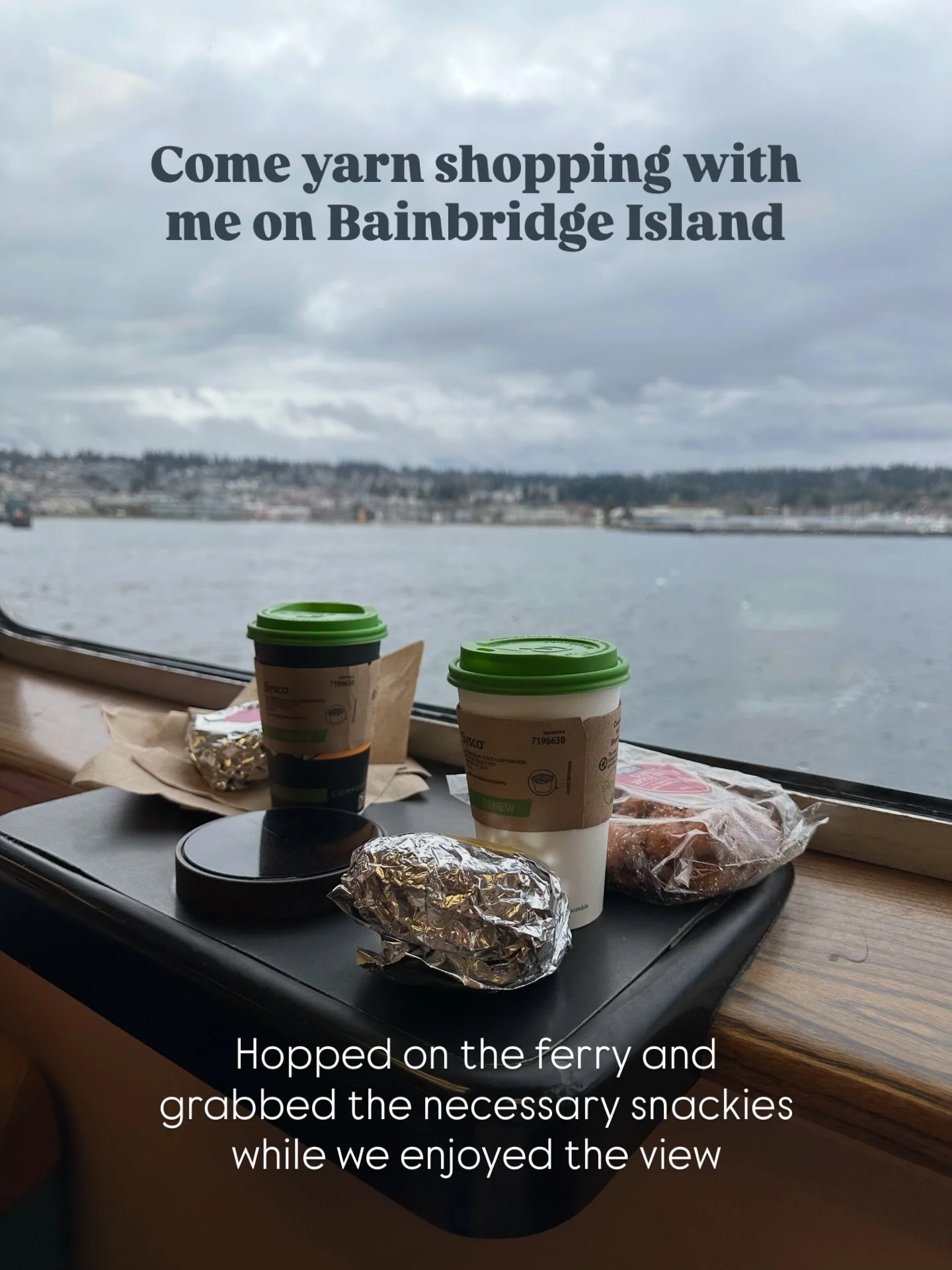 Today my friends and I decided to hop on the ferry and visit Bainbridge Island, home to a couple of my favorite yarns stores! We don&rsquo;t head that way super often, so it&rsquo;s always a treat to make a day of it, grab some goodies food and drink