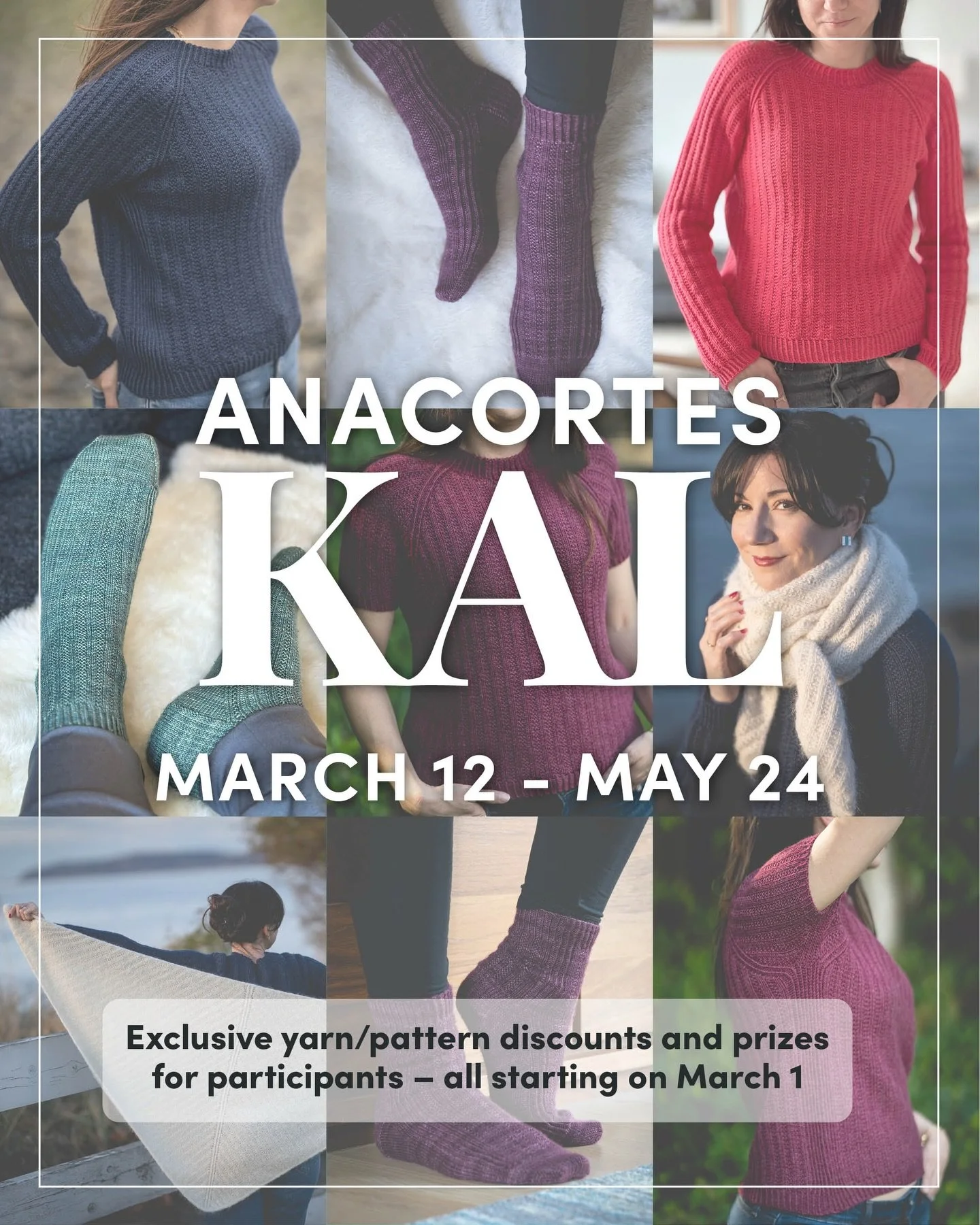 I&rsquo;m excited to finally announce an upcoming Anacortes knit along, starting in just a couple weeks! This KAL is way for us to all collaborate while knitting any Anacortes pattern, which includes the Anacortes Pullover, Socks, or Shawl. 

The Ana