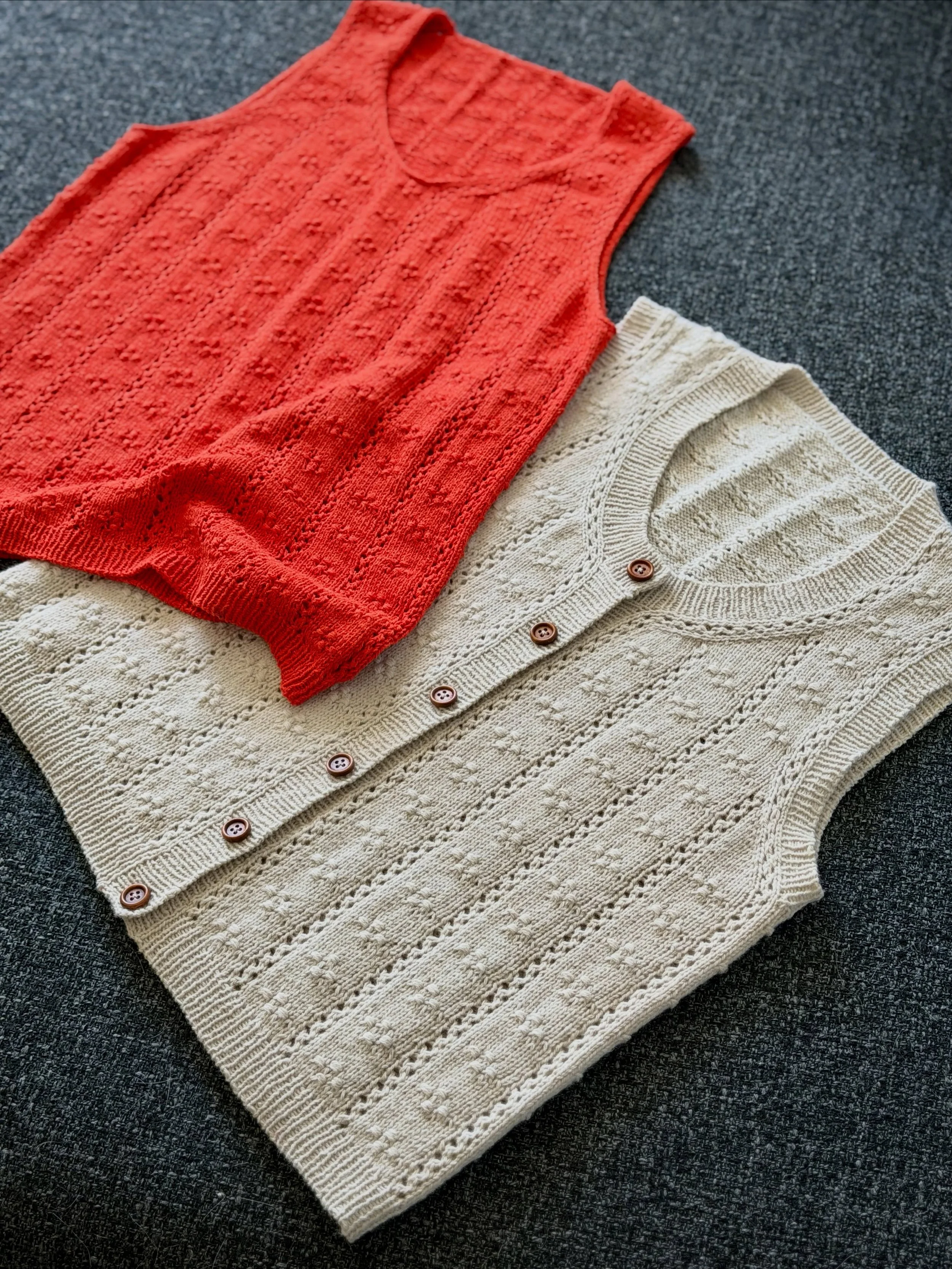 The Ravenna Sleeveless pattern is dropping next week and I can&rsquo;t wait to share more about it! For now, I can show off my freshly-blocked second sample in this beautiful blood orange.

I love how customizable this pattern is, and I wanted to sho