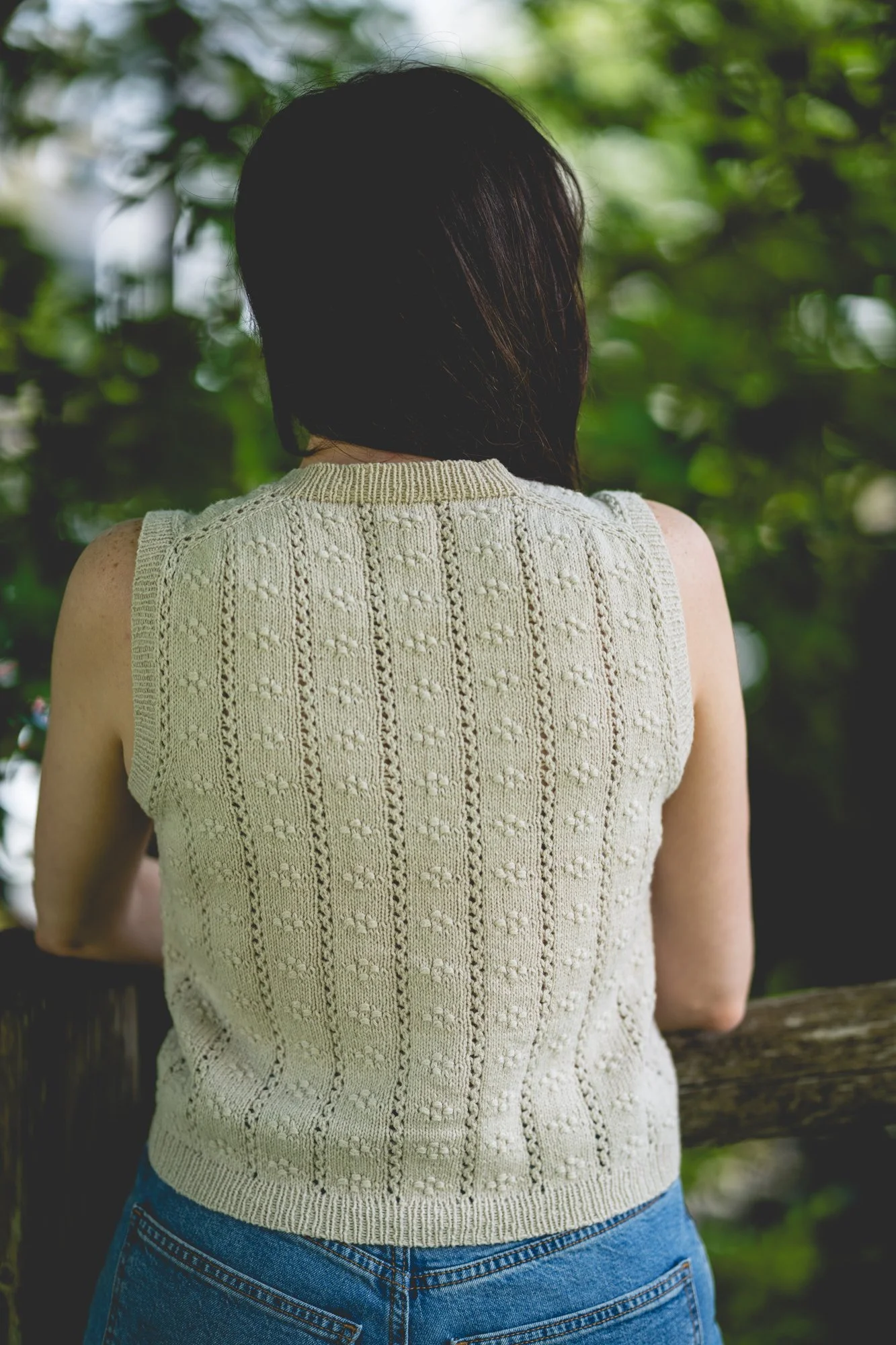Hand knit pointelle vest