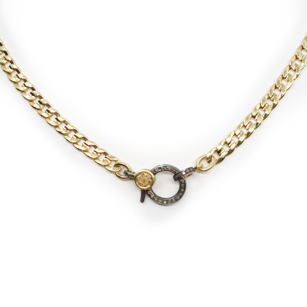 Unique Custom Link Chain 14k Yellow White Gold Two Tone Necklace