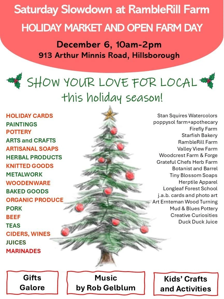 Come see us at the final Saturday Slowdown of the year! We&rsquo;ll have lots of nifty gifties for the folks in your life who appreciate one-of-a-kind gifts, as well as our long-awaited bacon! filling out our all natural pork selection. See you there