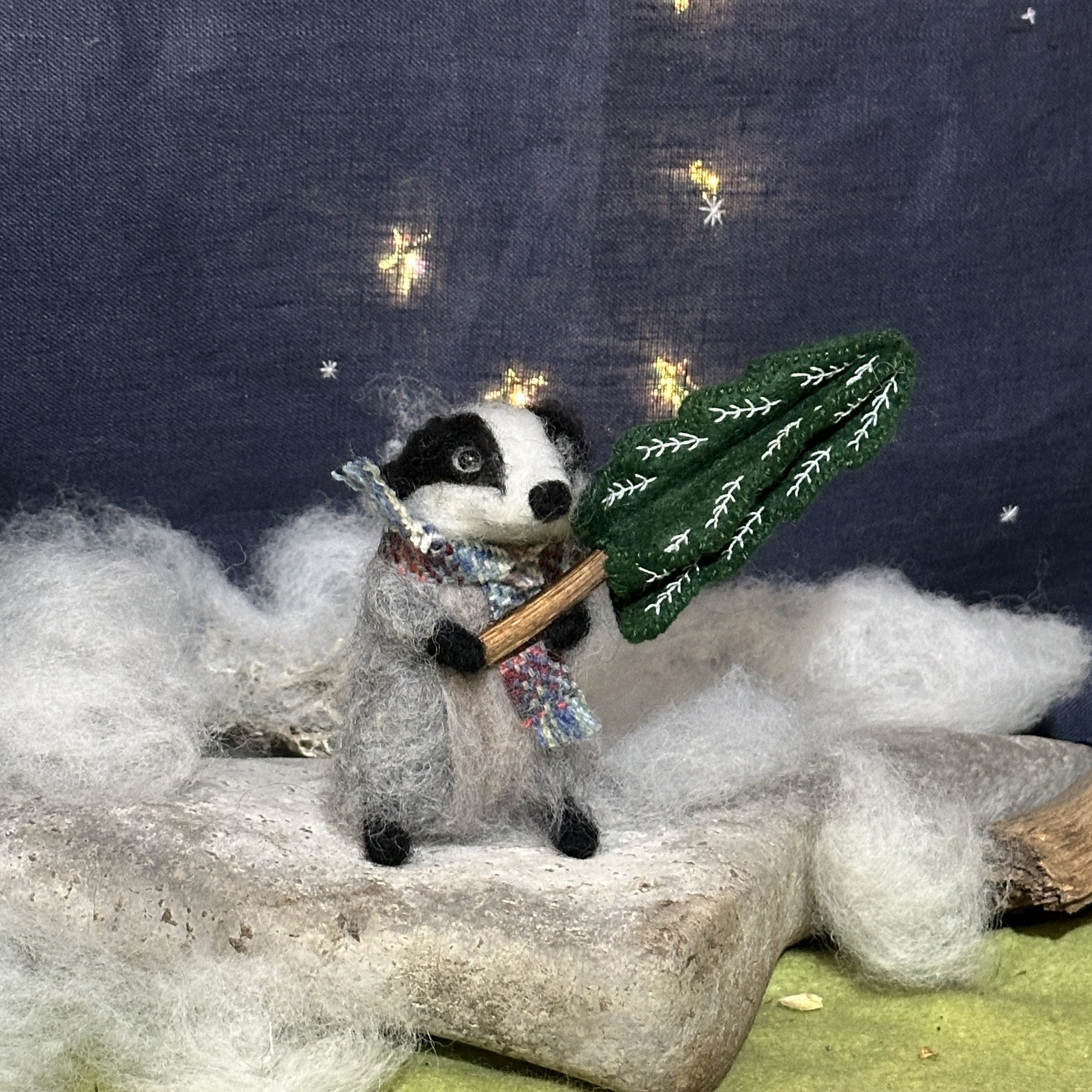 Badger with yule tree