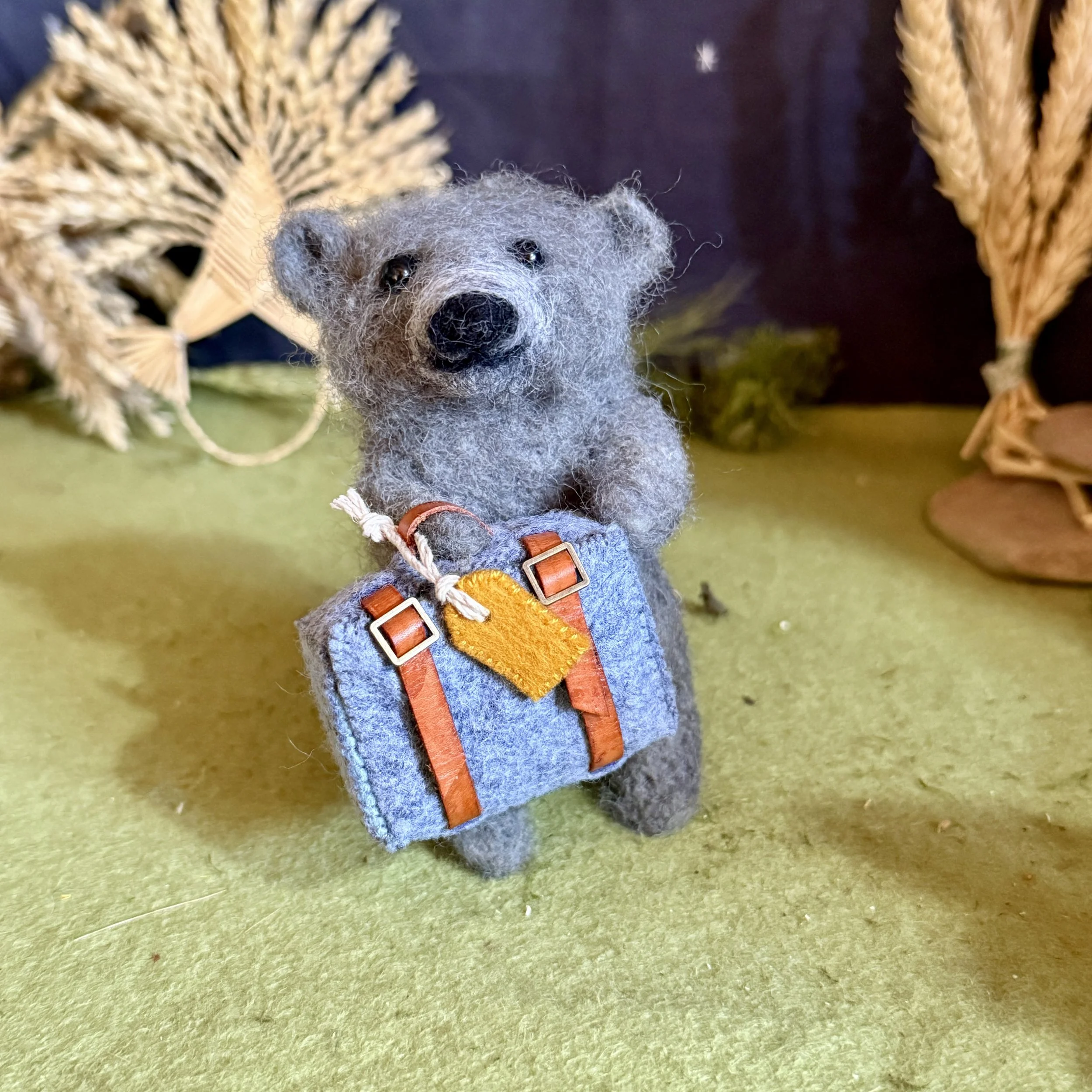 Blue bear (though they are really grey) is hoping to look round some gardens and also looking for chips and ice cream Approx 11 cm tall with a blue suitcase to match their name £145