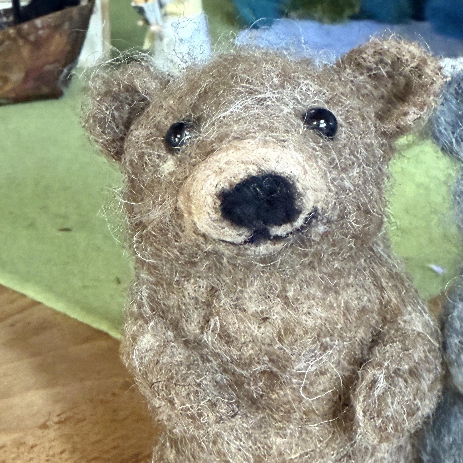 needle felted bear celestine and the hare.jpg