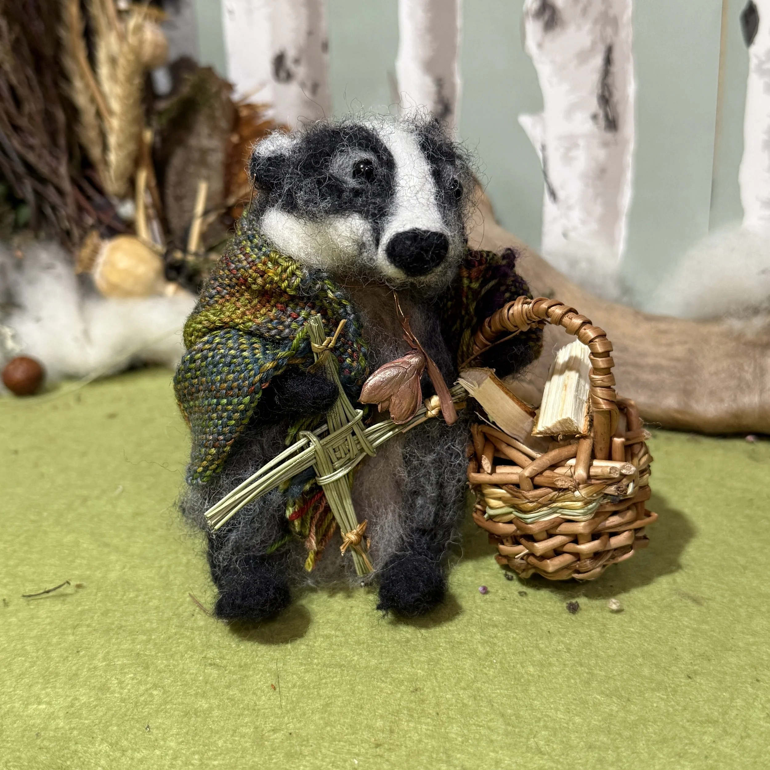 needlefelted imbolc badger cailleach karin Celestine and the hare_1493.jpg