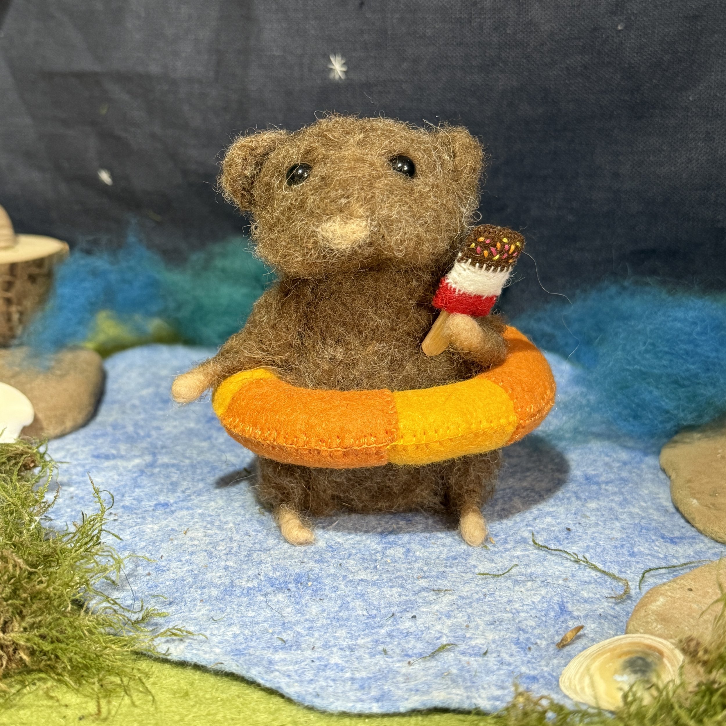 needle felted water vole rubber ring fab lolly celestine summer.jpg