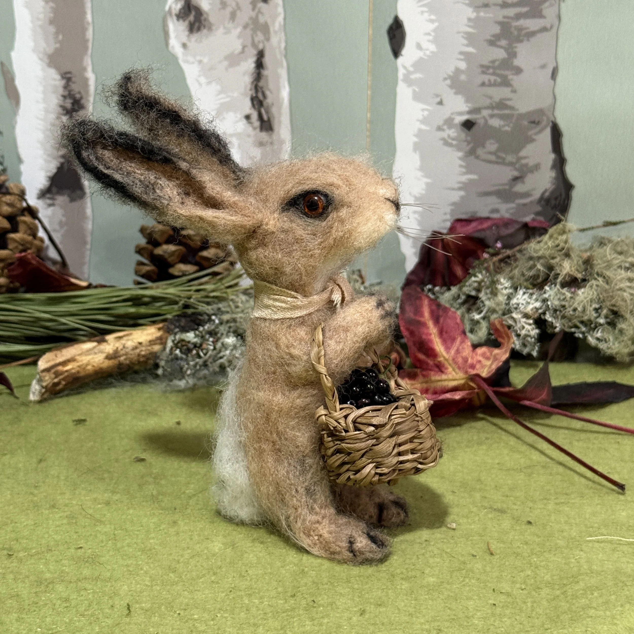 Hare with blackberry and basket