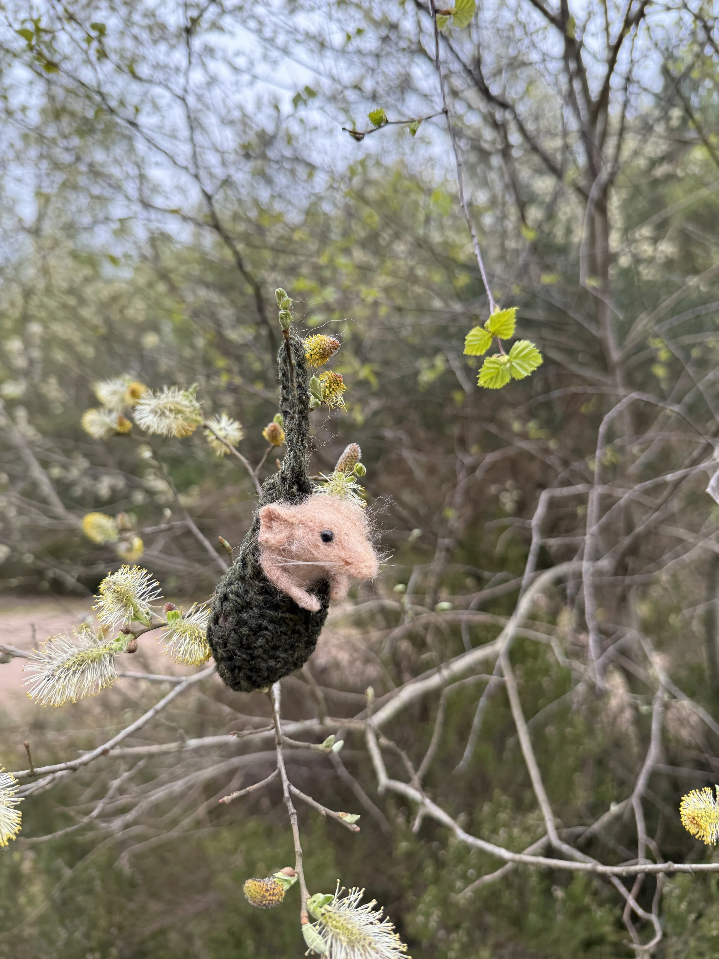 needle felted dormouse in a crochet bag cute gift celestine and the hare.JPG