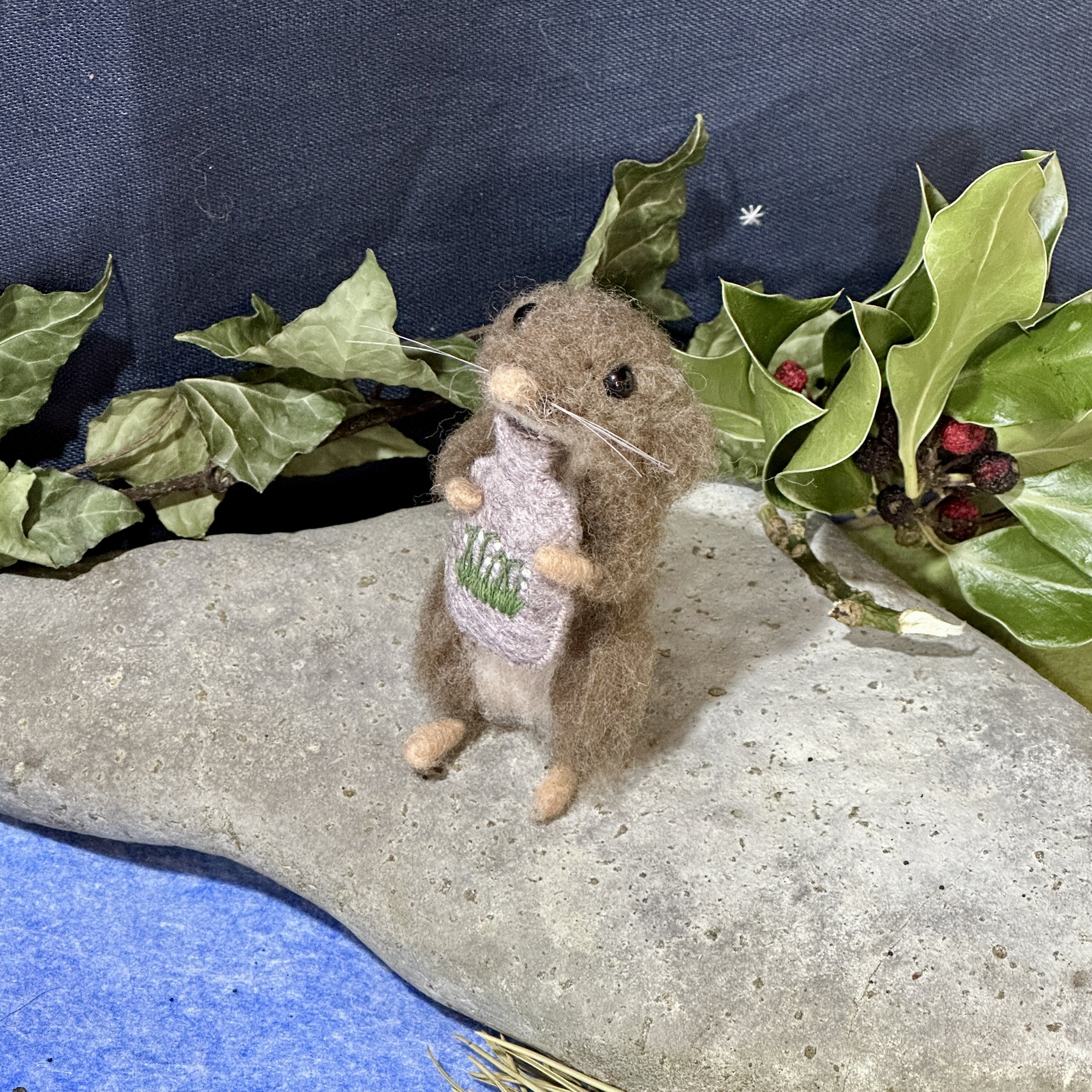 mouse with snowdrop hottie celestine and the hare needle felted.jpg