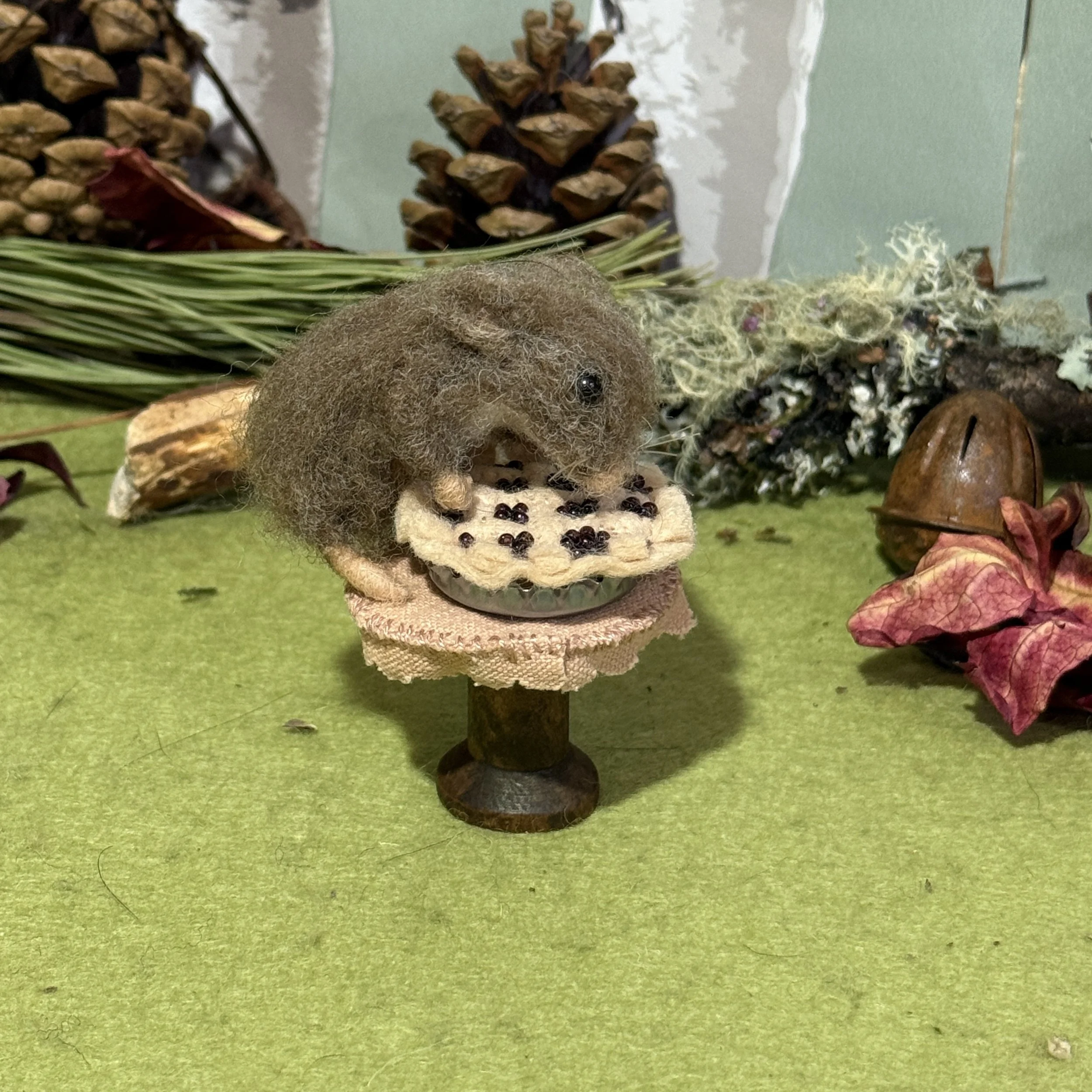 Tiny mouse cake stand blackberry pie