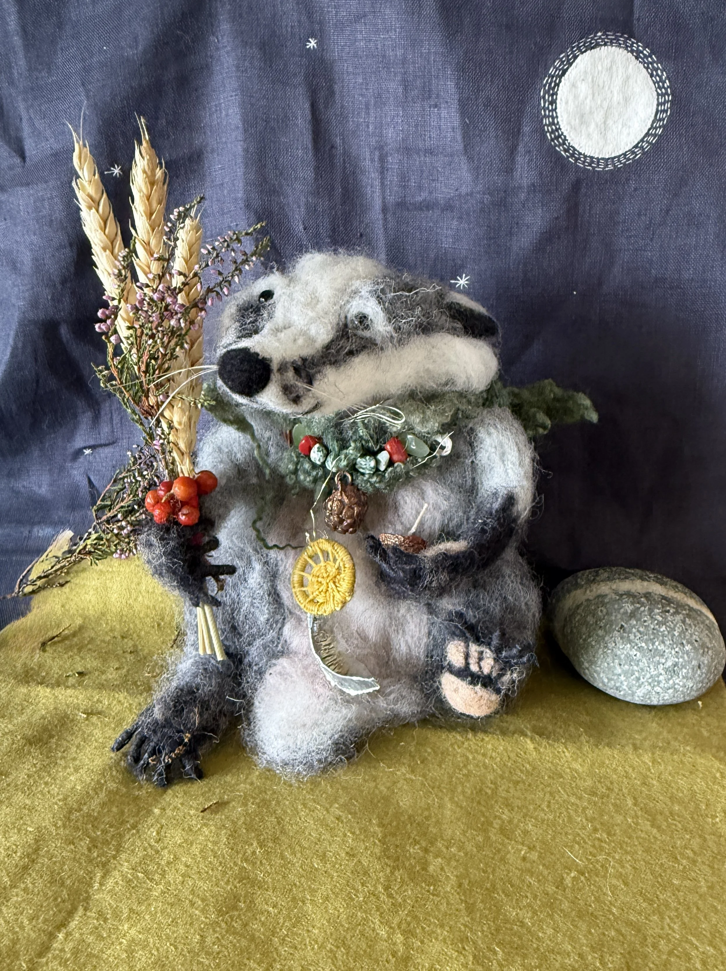 needle felted animalbadger summer celestine and the hare l_5381 2.jpg