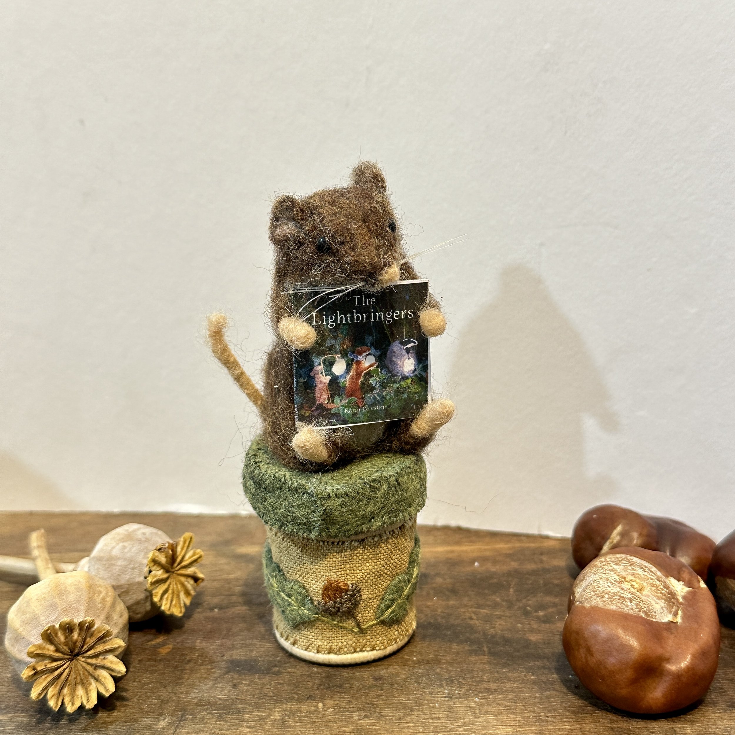 felted mouse on a cotton reel celestine and the hare.jpg