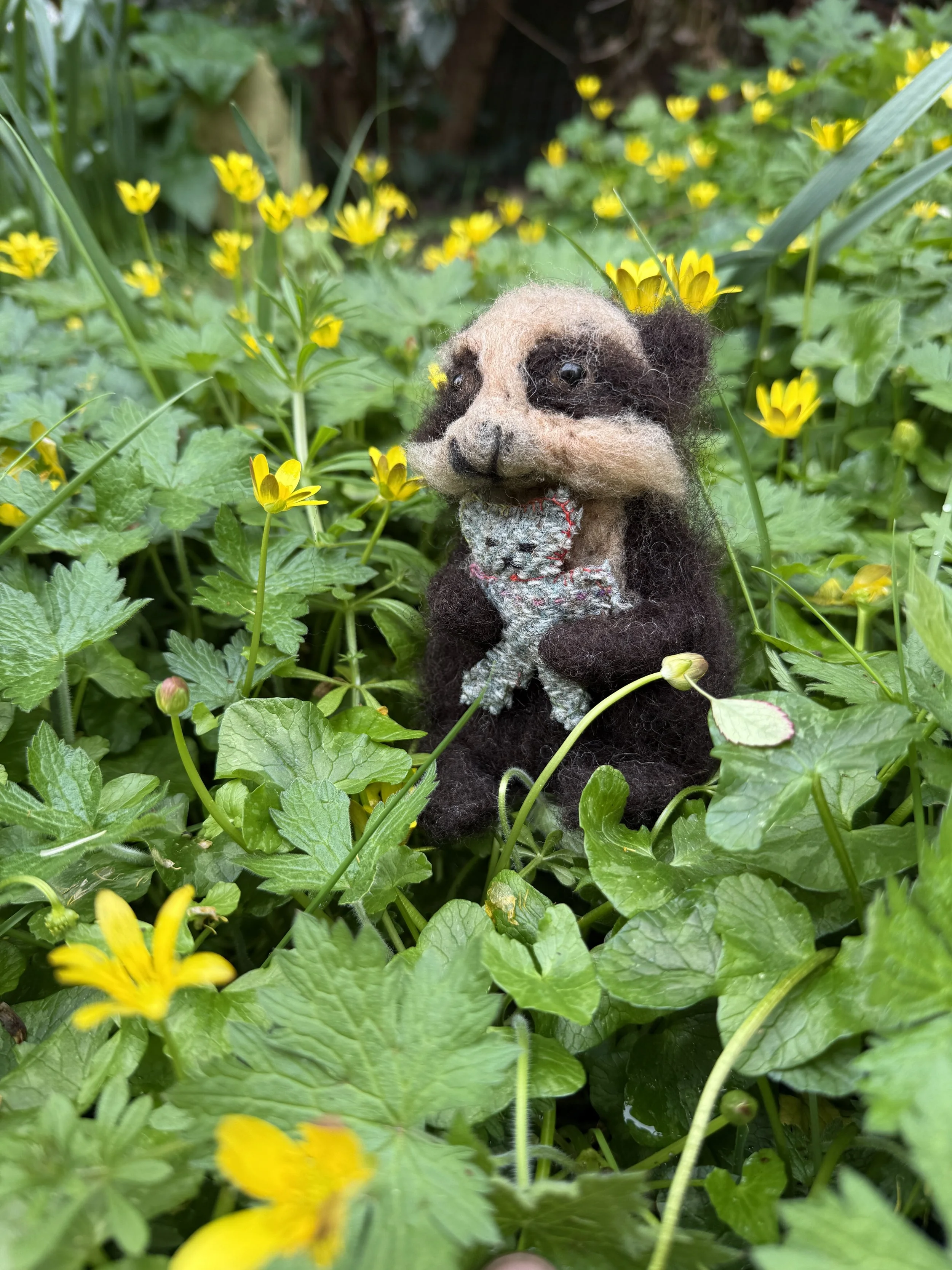 Emily bear teddy needle felted celestine and the hare.JPG
