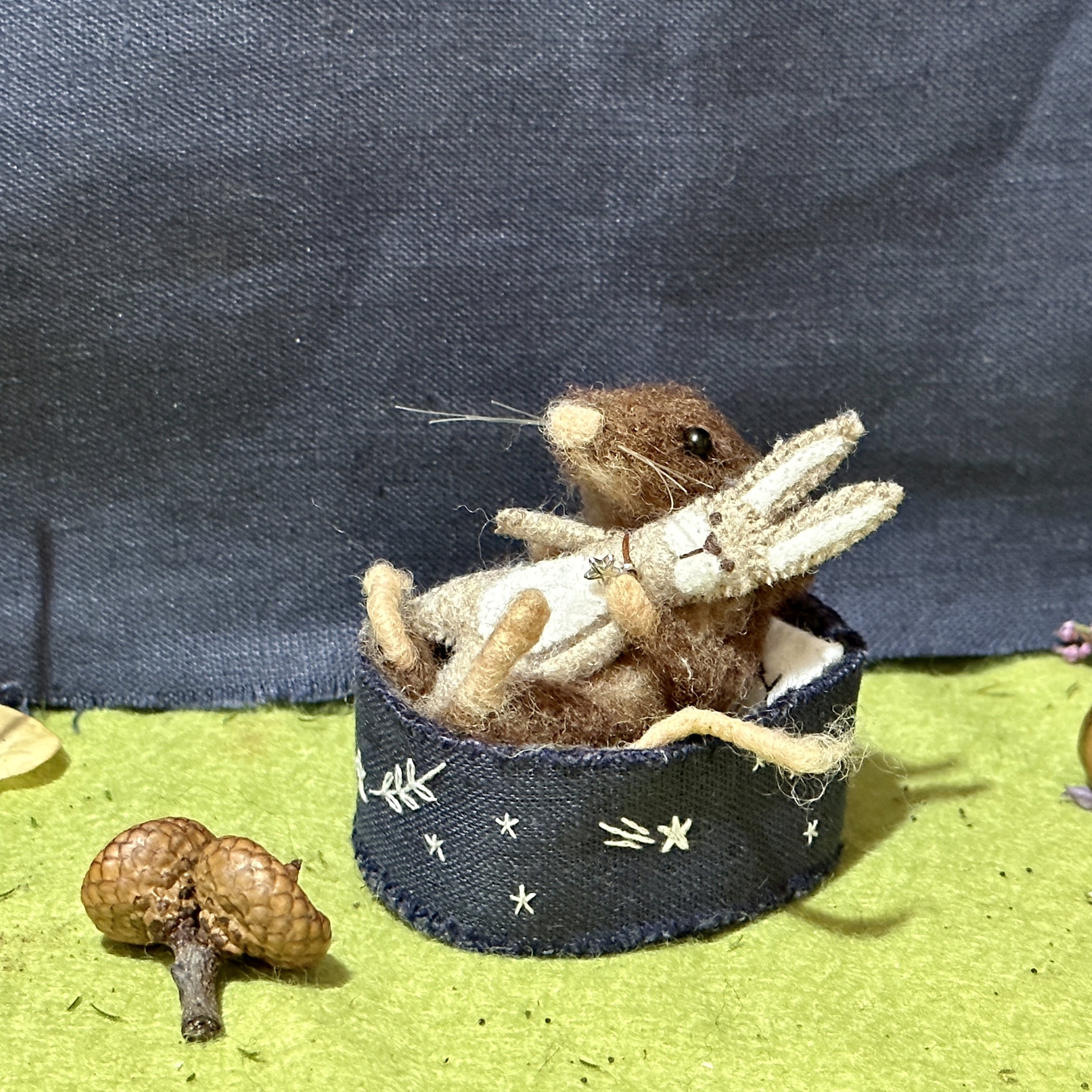 celestine and the hare needle felted mouse bed teddy.jpg