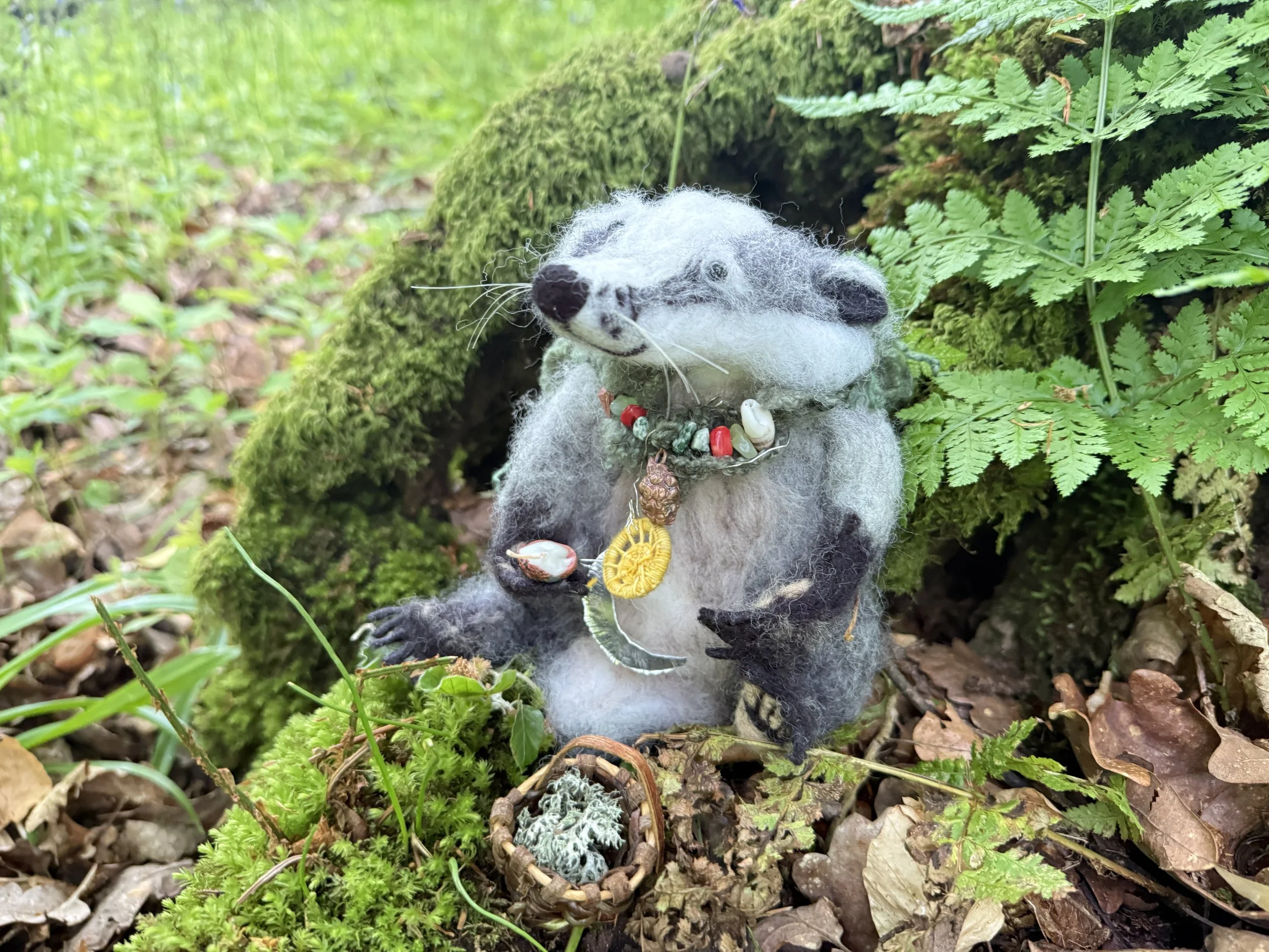 needle felted animal badger  celestine and the hare _3712.JPG
