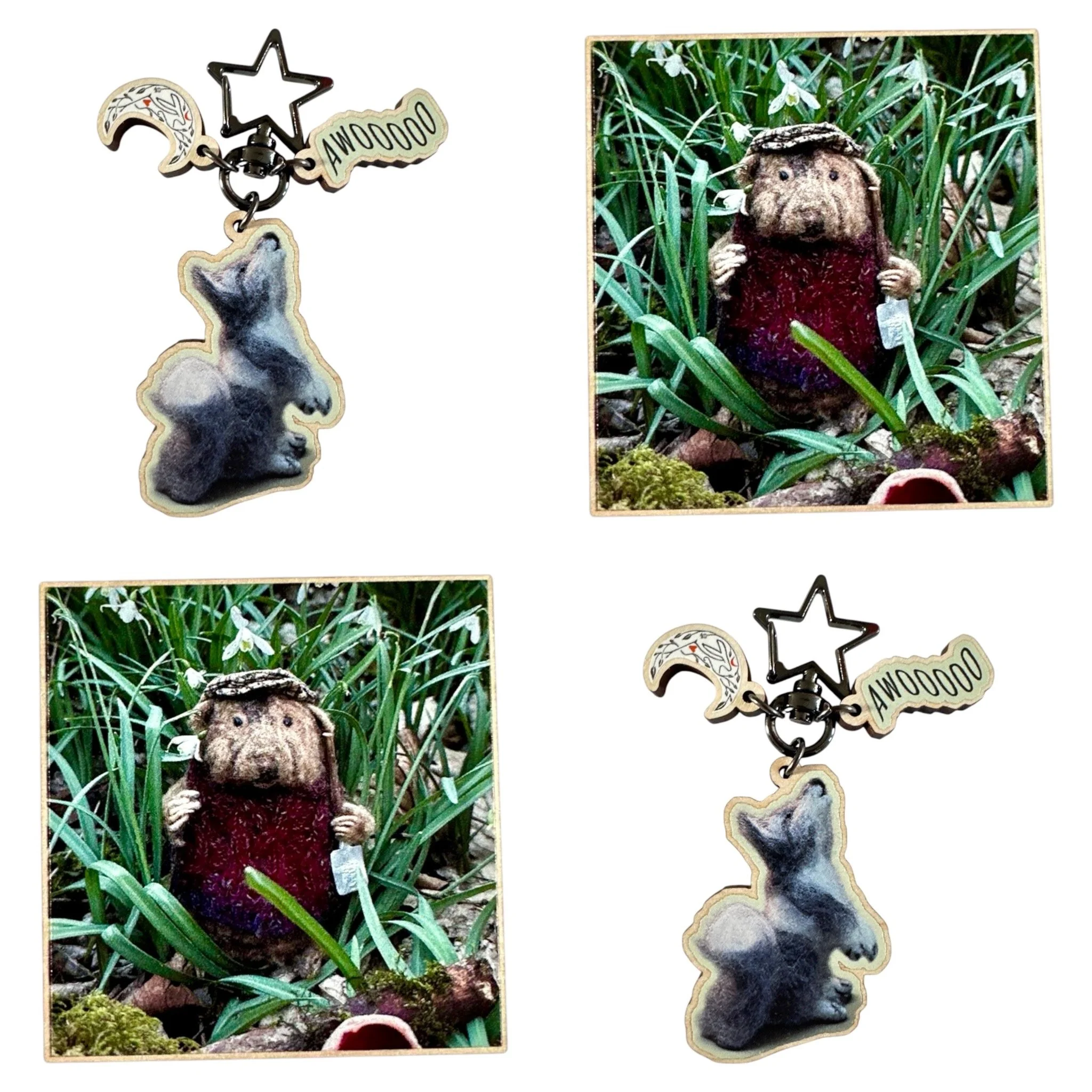 keyring and fridge magnet celestine and the hare.JPG