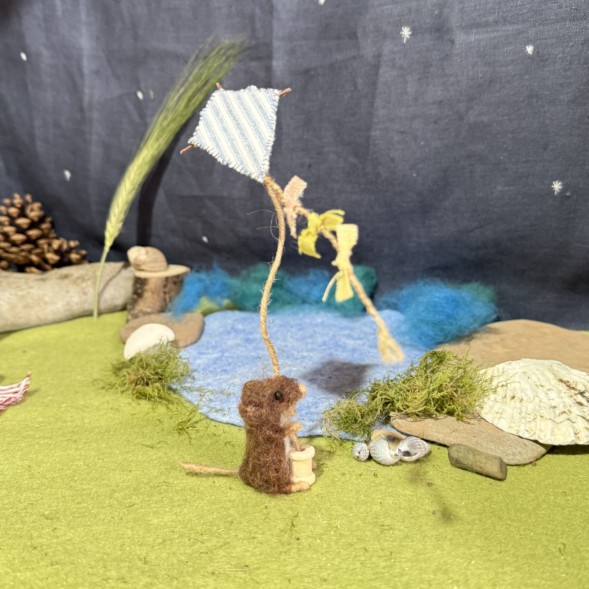 needle felted mouse celestine and the hare summer kite.jpg