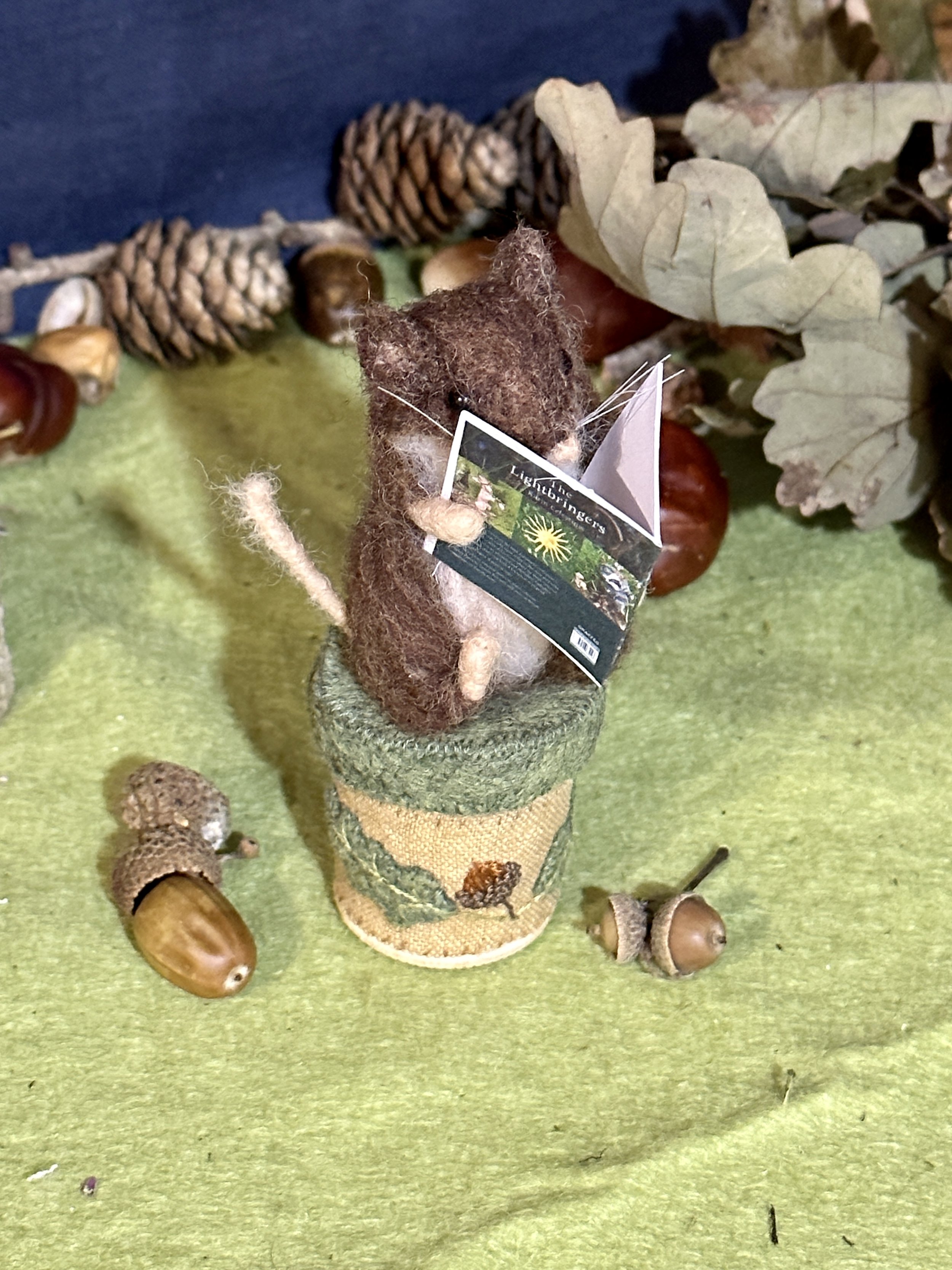 felted mouse reading the lightbringers celestine and the hare.jpg