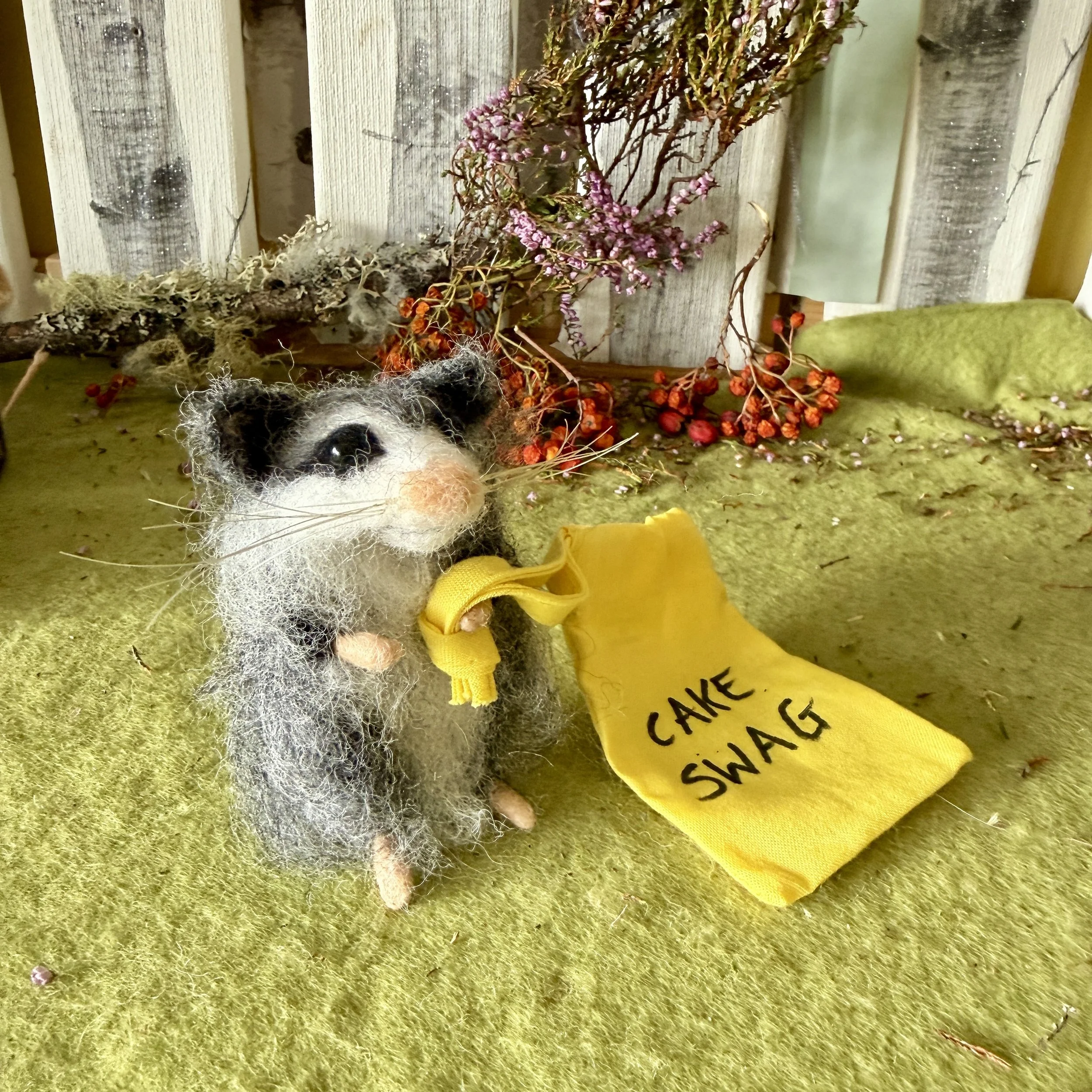 needle felted opossum celestine and the hare .jpg