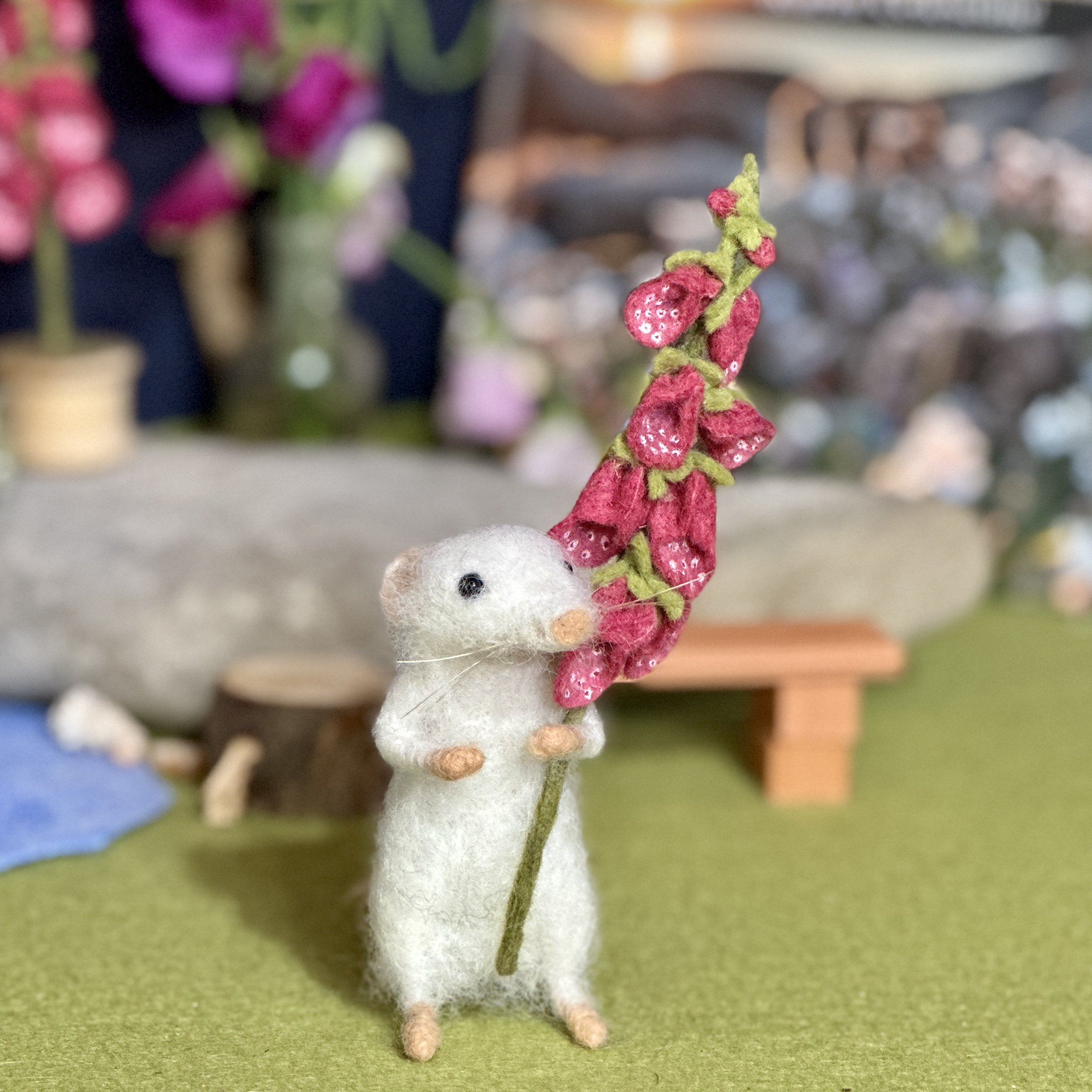 White Mouse with Foxglove