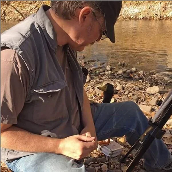I like wildlife, and apparently the feeling is mutual. We were on our 100th painting excursion with DIS Plein Air Club… This little guy was super sociable, and evidently a connoisseur of art supplies  (he’s standing on my box of paints!) I named him ‘Duck Bluck.’