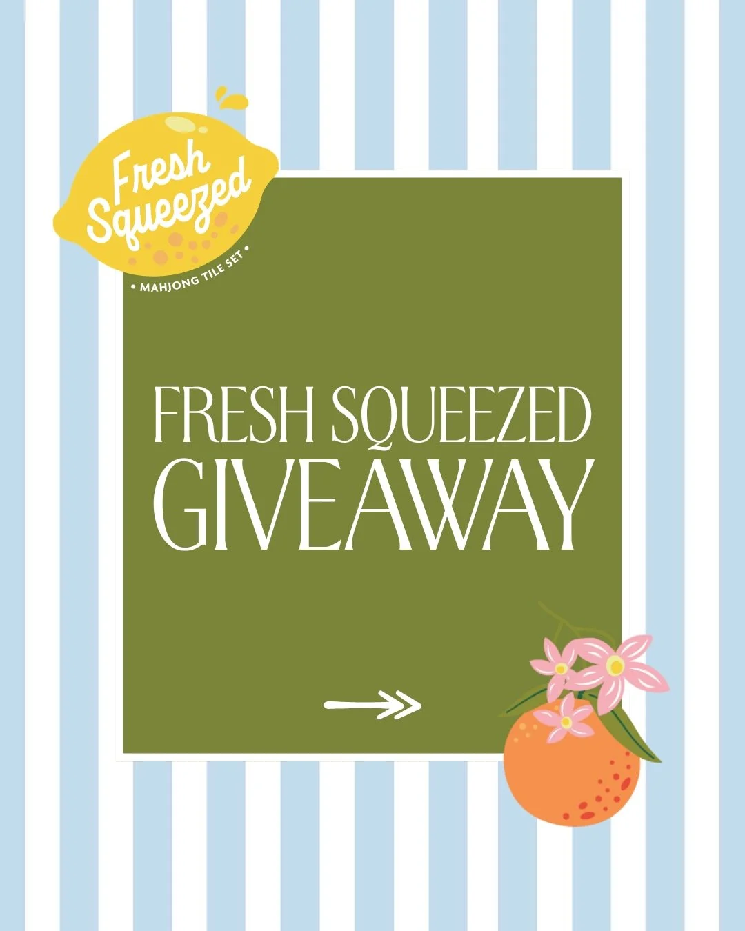 THE FRESH SQUEEZED MAHJONG GIVEAWAY 🍋🍊🎉

One lucky winner is getting the ULTIMATE FRESH SQUEEZED MAHJONG SETUP, and yes, I mean EVERYTHING!

🍋 Fresh Squeezed Mahjong Tile Set
🍋 Fresh Squeezed Mahjong Mat
🍋 Lemon Tile Bag
🍋 Fun Fresh Squeezed A