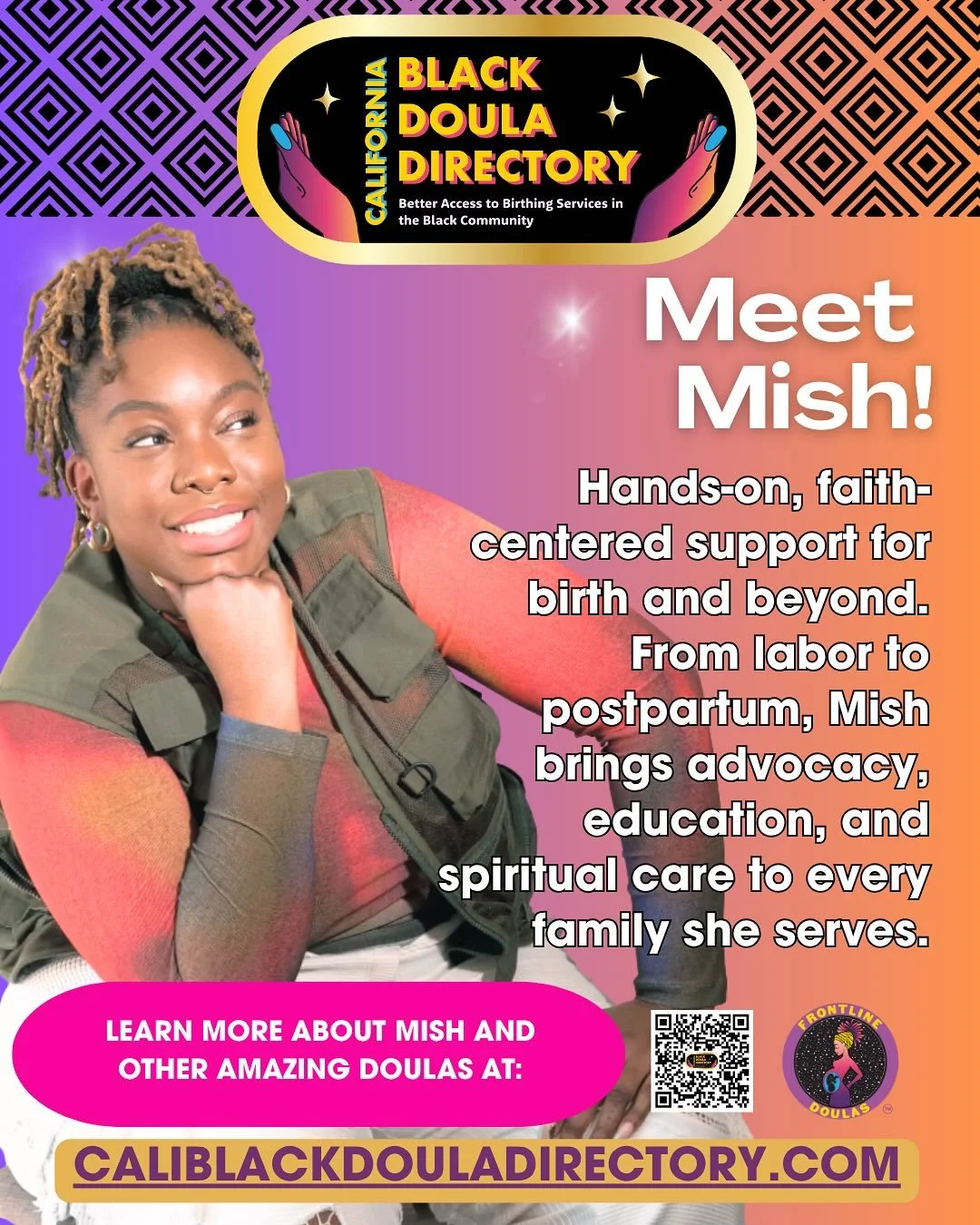 Meet Mish Aroko of Home of Good Mother Doula Services ✨
Mish Aroko is a certified Bay Area doula who has been supporting families since 2019. Rooted in her faith and guided by her belief in God’s purpose, Mish specializes in labor, delivery, a