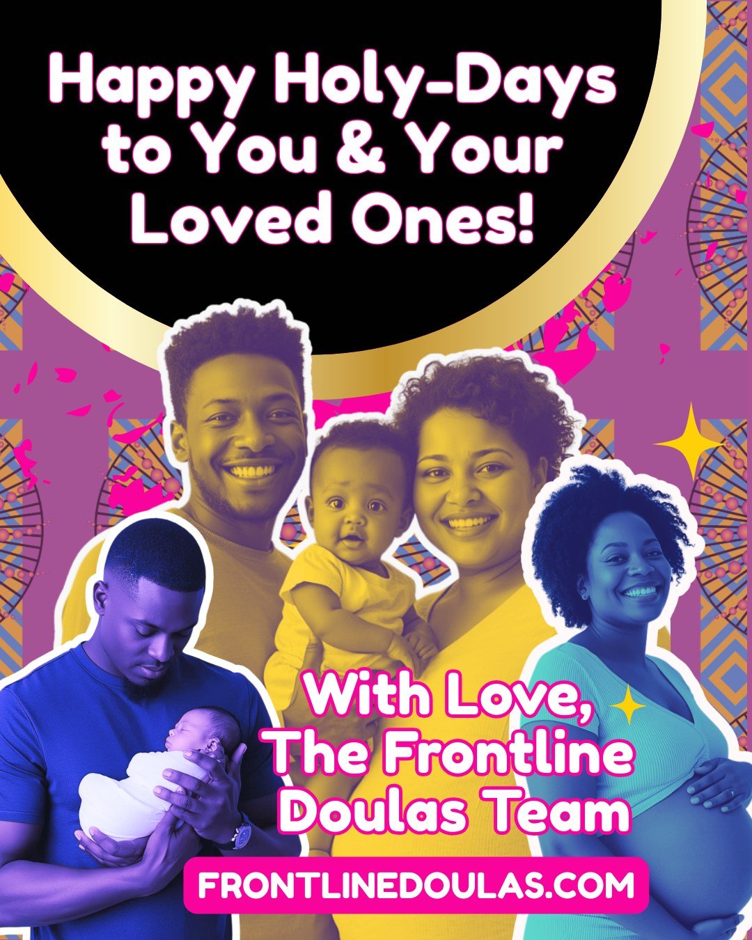 Wishing you and your loved ones peace, rest, and gentle moments this season. 💜 However you&rsquo;re celebrating, we&rsquo;re holding you in care and community.
If you or someone you love needs support, the Frontline Doula Hotline will be open from 7