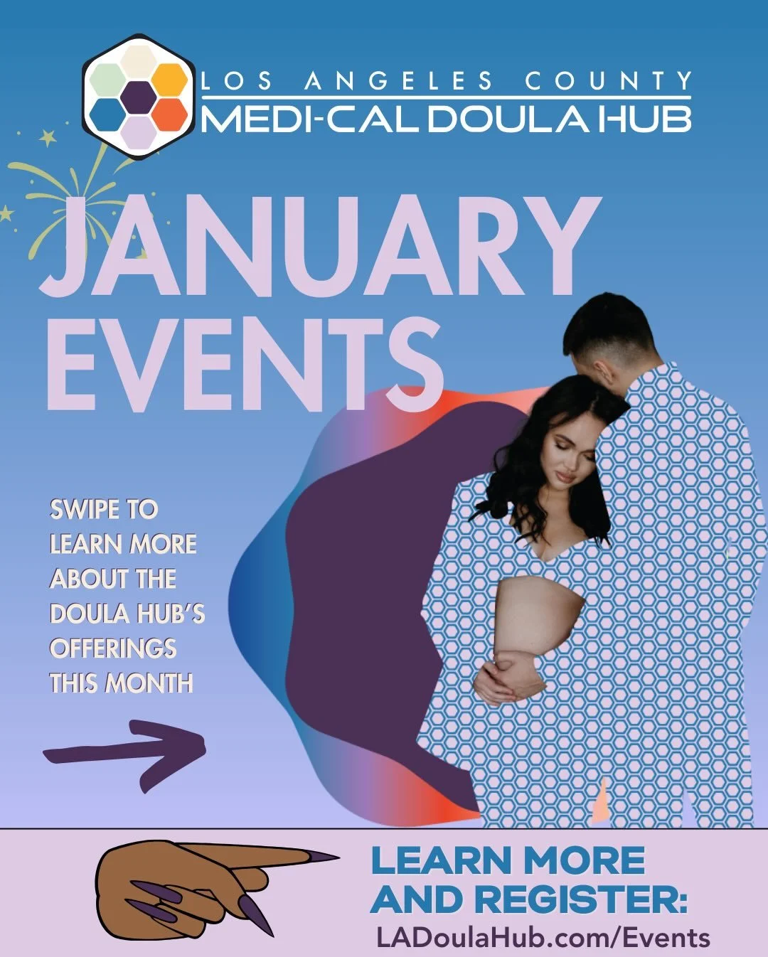 Hey Doulas!&nbsp;

Swipe to see more information about the LA County Medi-Cal Doula Hub January events.&nbsp;

We are so excited for another year serving the powerful doulas and birthworkers of LA County!&nbsp;

We encourage doulas to connect with th