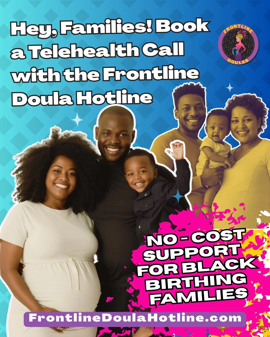 Hey families! 👋🏾
You don&rsquo;t have to navigate pregnancy or postpartum alone.

The Frontline Doula Hotline offers no-cost telehealth support for Black Mothers and birthing families&mdash;wherever you are. Ask questions, get emotional support, an
