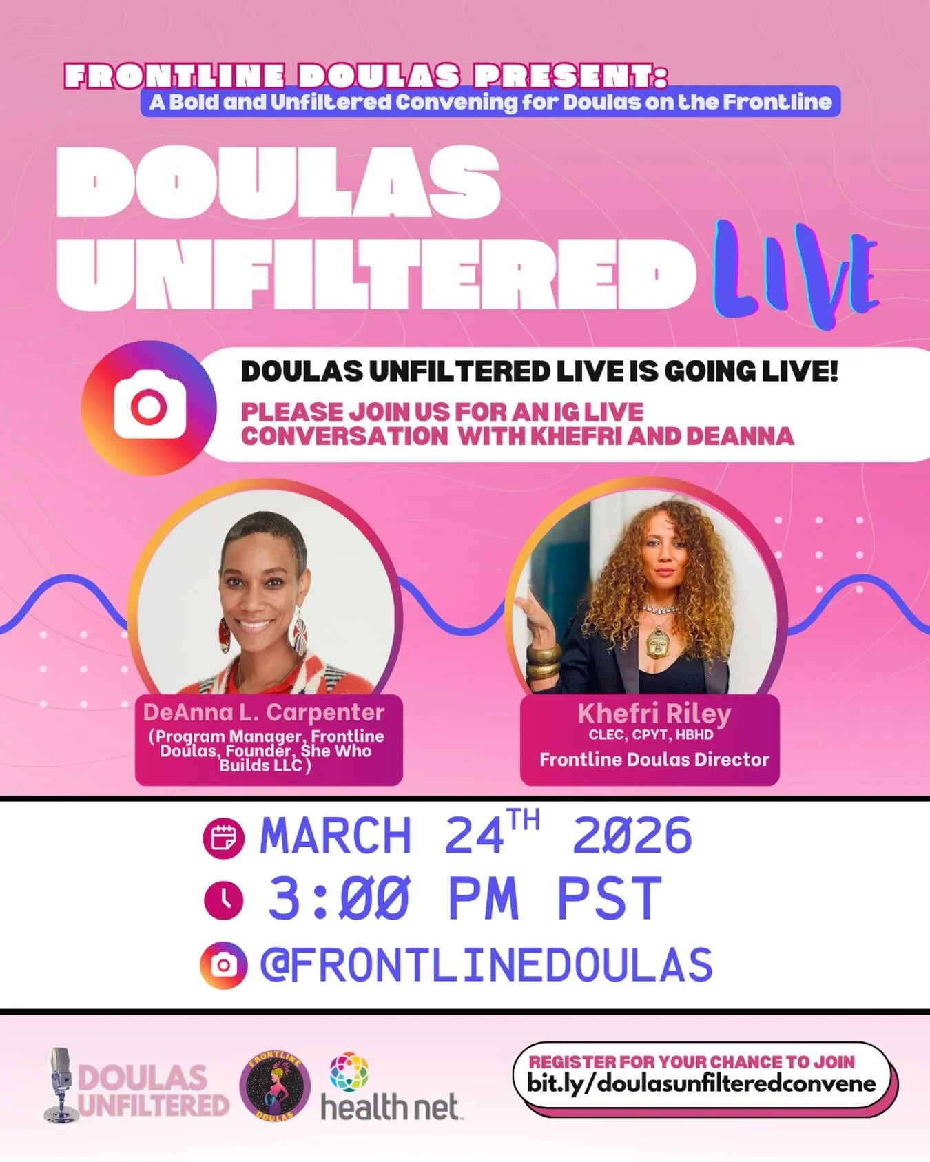 JOIN US TOMORROW for an IG Live discussion! ✨💐💖

We will be going LIVE tomorrow at 3PM to discuss all things #DoulasUnfilteredLive. 

Want to hear more about our exciting in-person convening, happening THIS SATURDAY, March 28th from 9AM - 4:30PM  a