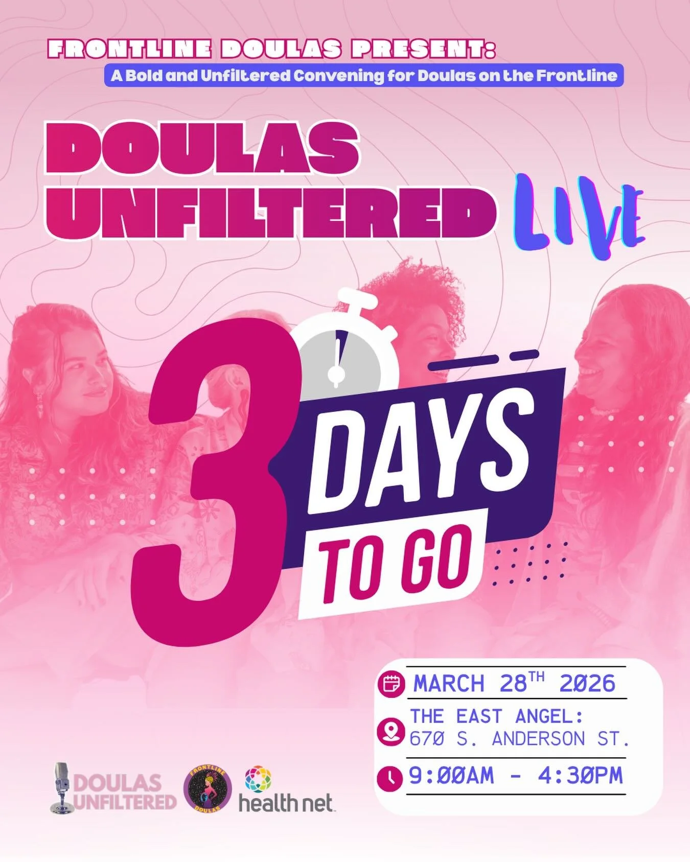 Hey Doulas!&nbsp;

We are THREE DAYS away from our amazing in-person convening, Doulas Unfiltered Live! 

Spaces are filling up fast and registration closes soon! Head to Bit.ly/doulasunfilteredconvene for more information and to register to join us.