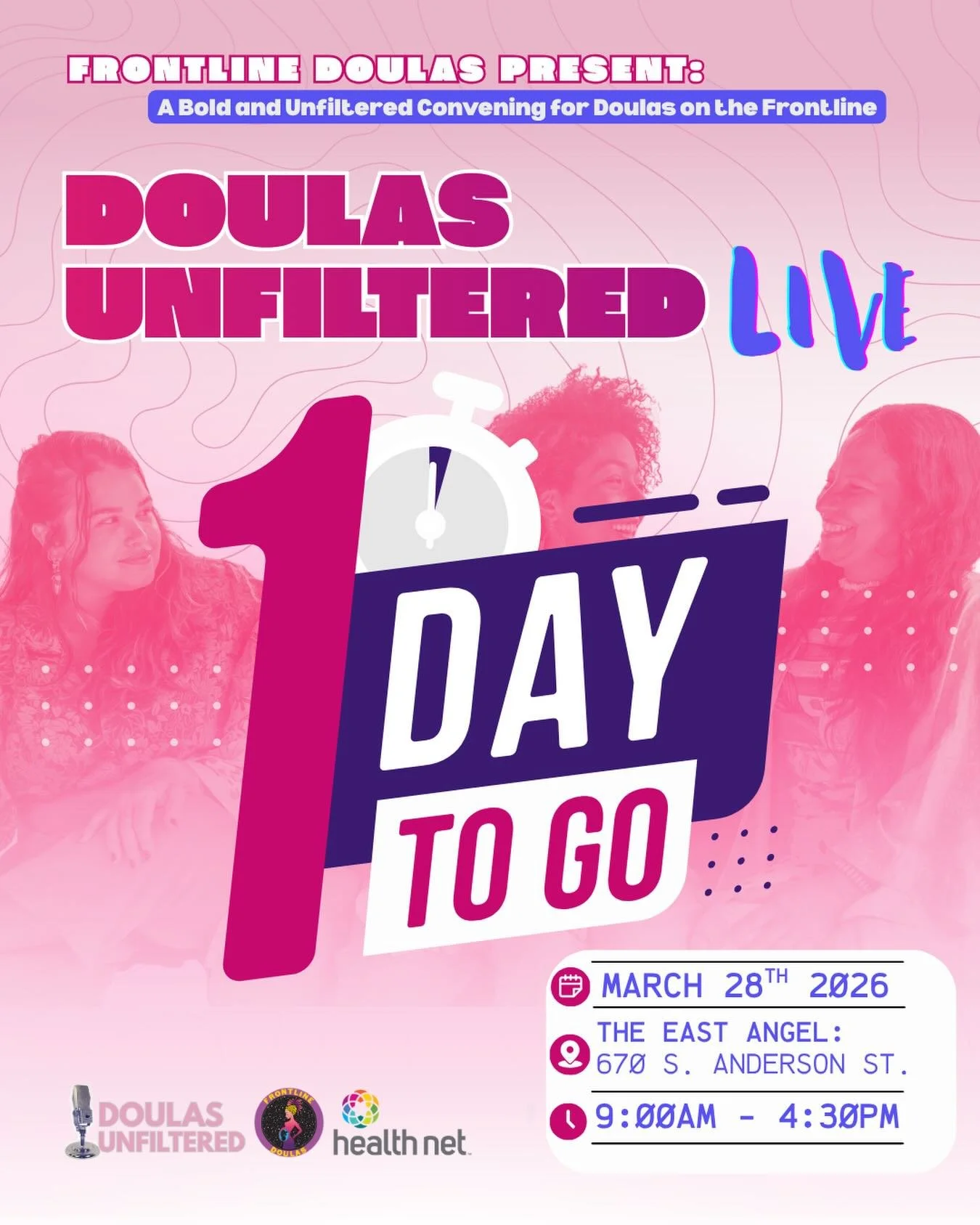 Hey Doulas!&nbsp;

We are ONE DAY away from our amazing in-person convening, Doulas Unfiltered Live! We have been spending the day preparing for tomorrow&rsquo;s in- person convening and are SO excited to have you. 

Doulas, if you have registered to