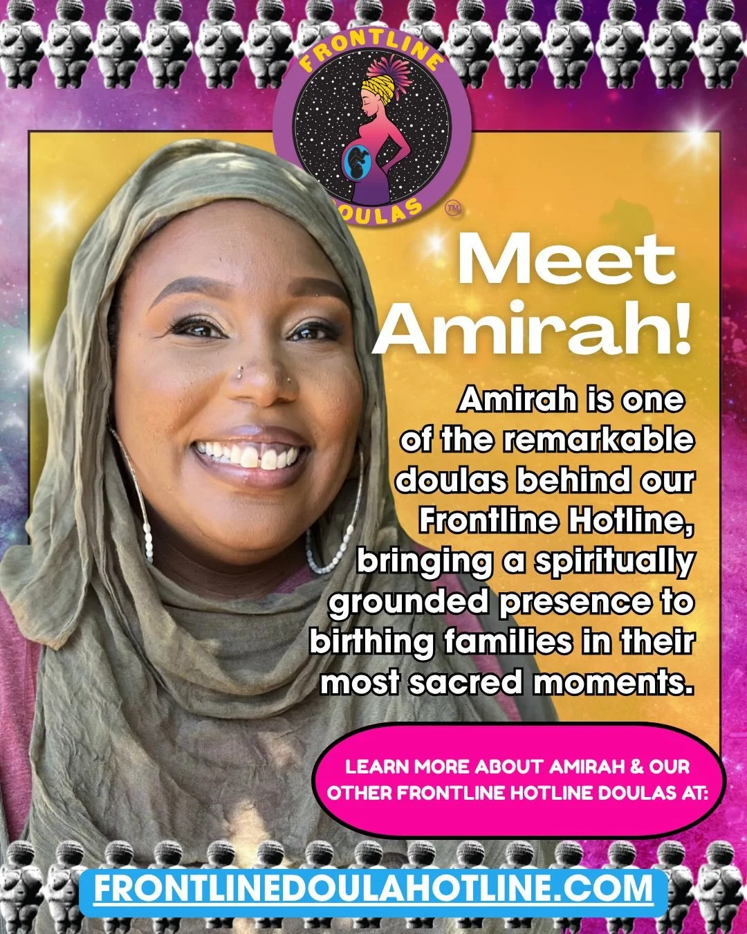 As Black Maternal Health Week comes to a close, we wanted to take a moment to honor one of our very own Frontline Hotline Doulas, Amirah. 💜

Amirah ✨ is one of our 7 powerful Frontline Hotline Doulas, a Social Worker, Full Spectrum Birth Supporter, 