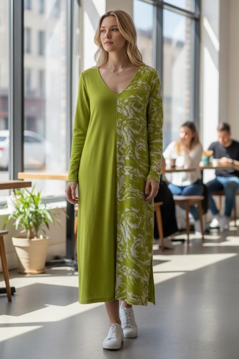 V neck cashmere dress