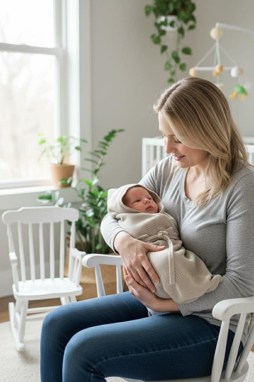 Cashmere hooded blanket for newborn