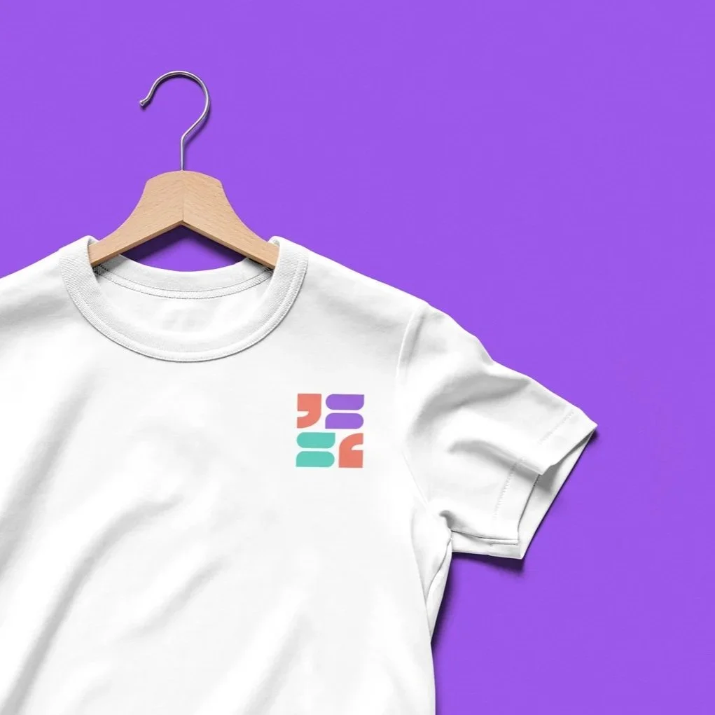 White t-shirt mockup featuring the brand icon designed for YSYS printed on the chest